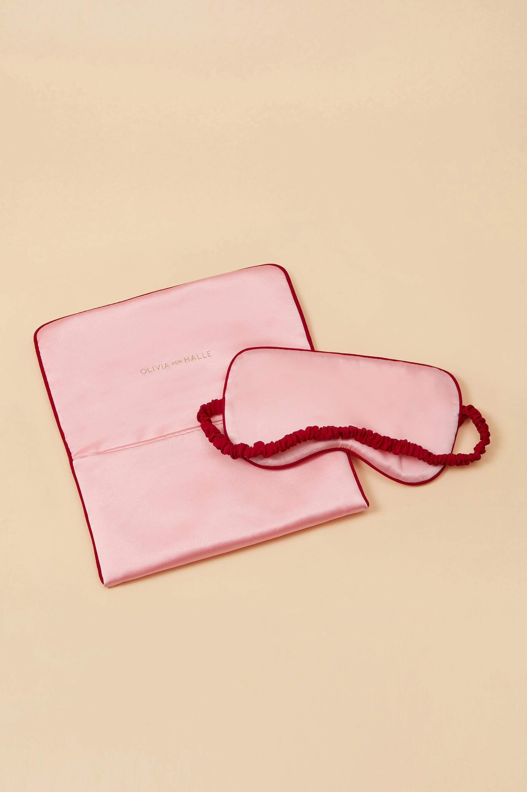 audrey blush pink eye mask in silk satin 