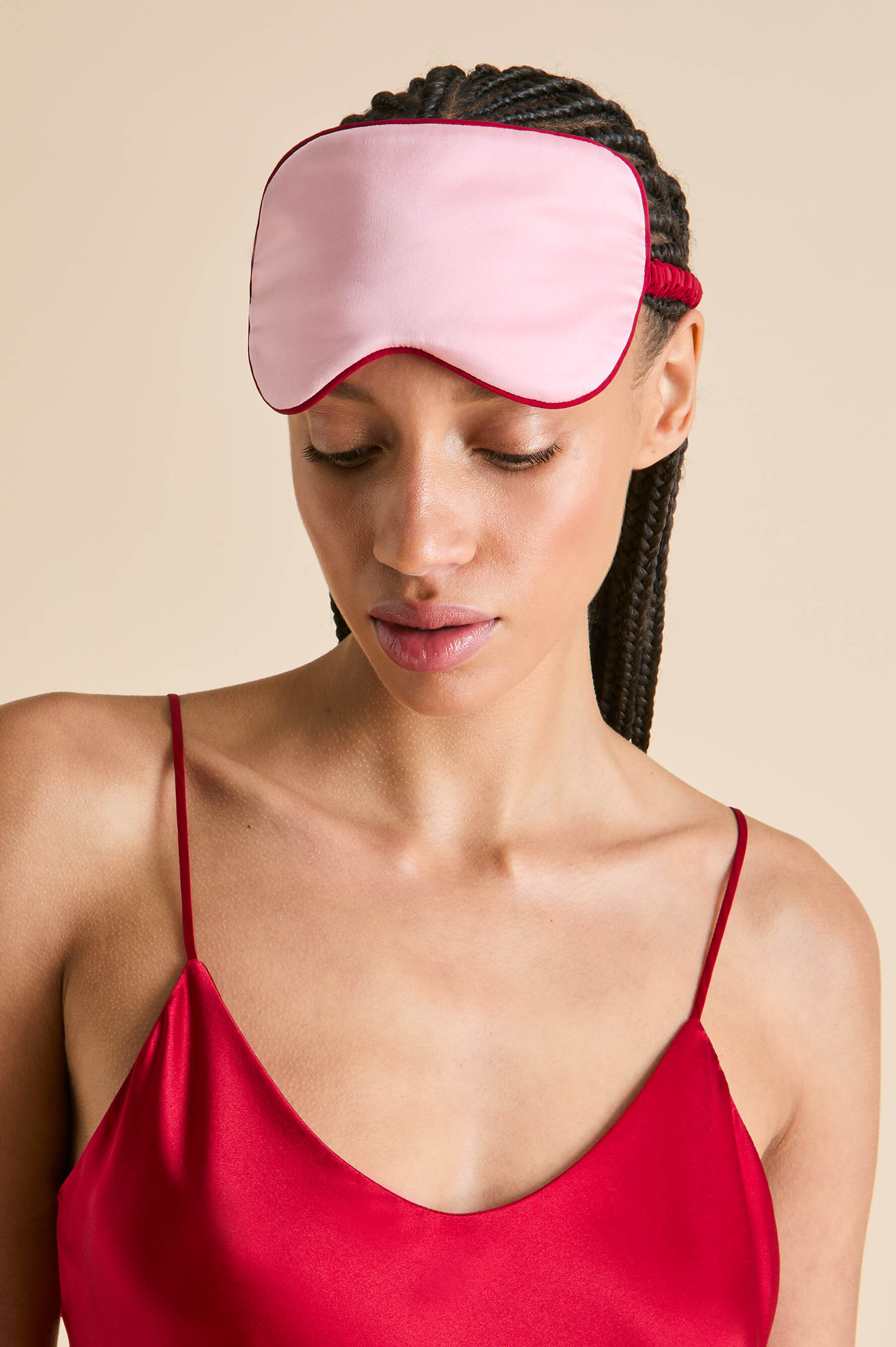 Audrey Blush Pink Eye Mask in Silk Satin