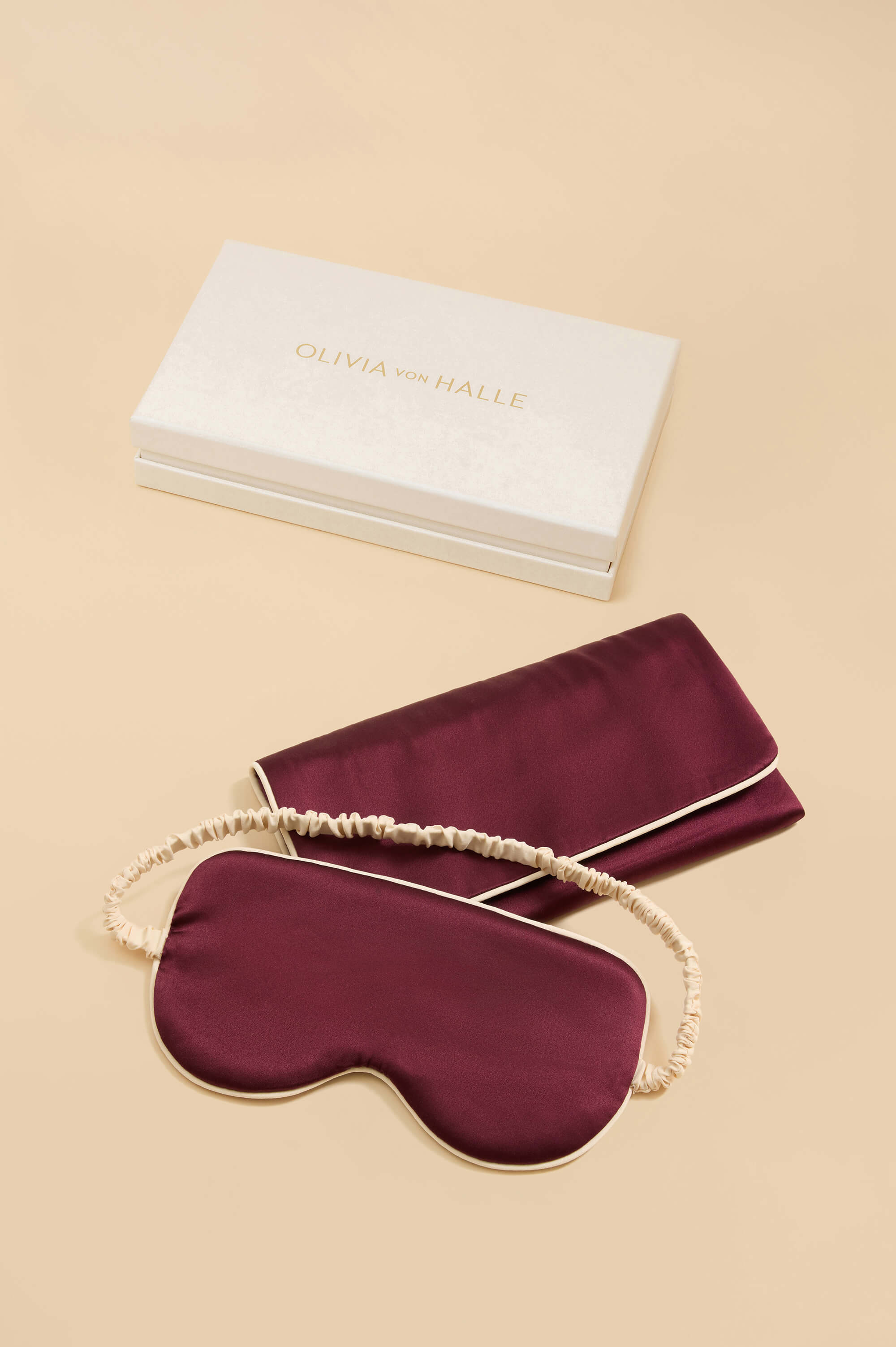 audrey burgundy eye mask in silk satin 