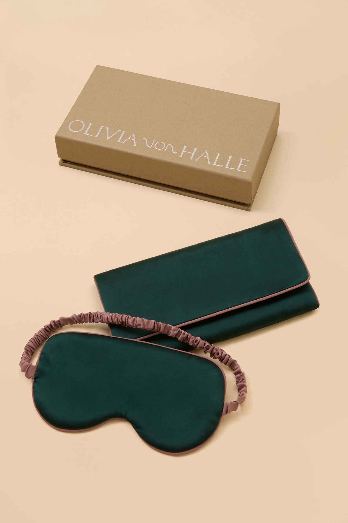 audrey clover green eye mask in silk satin