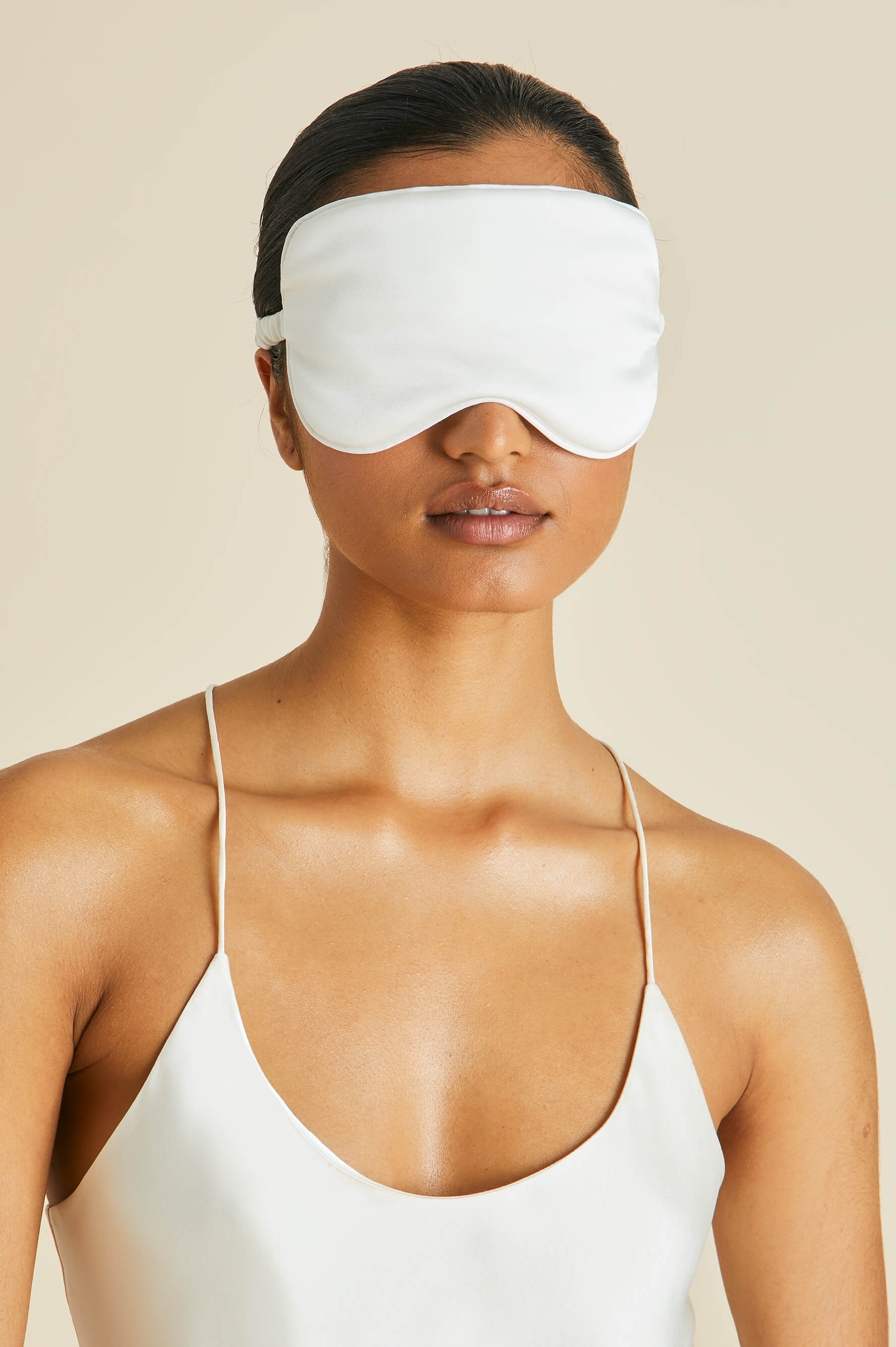 Audrey Ivory Eye Mask in Silk Satin