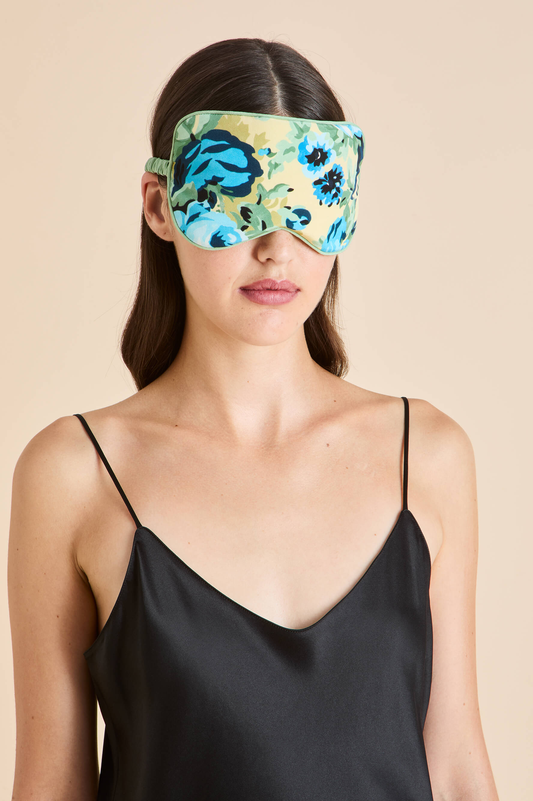 Audrey Jardin Blue Floral Eye Mask in Silk Crêpe de Chine