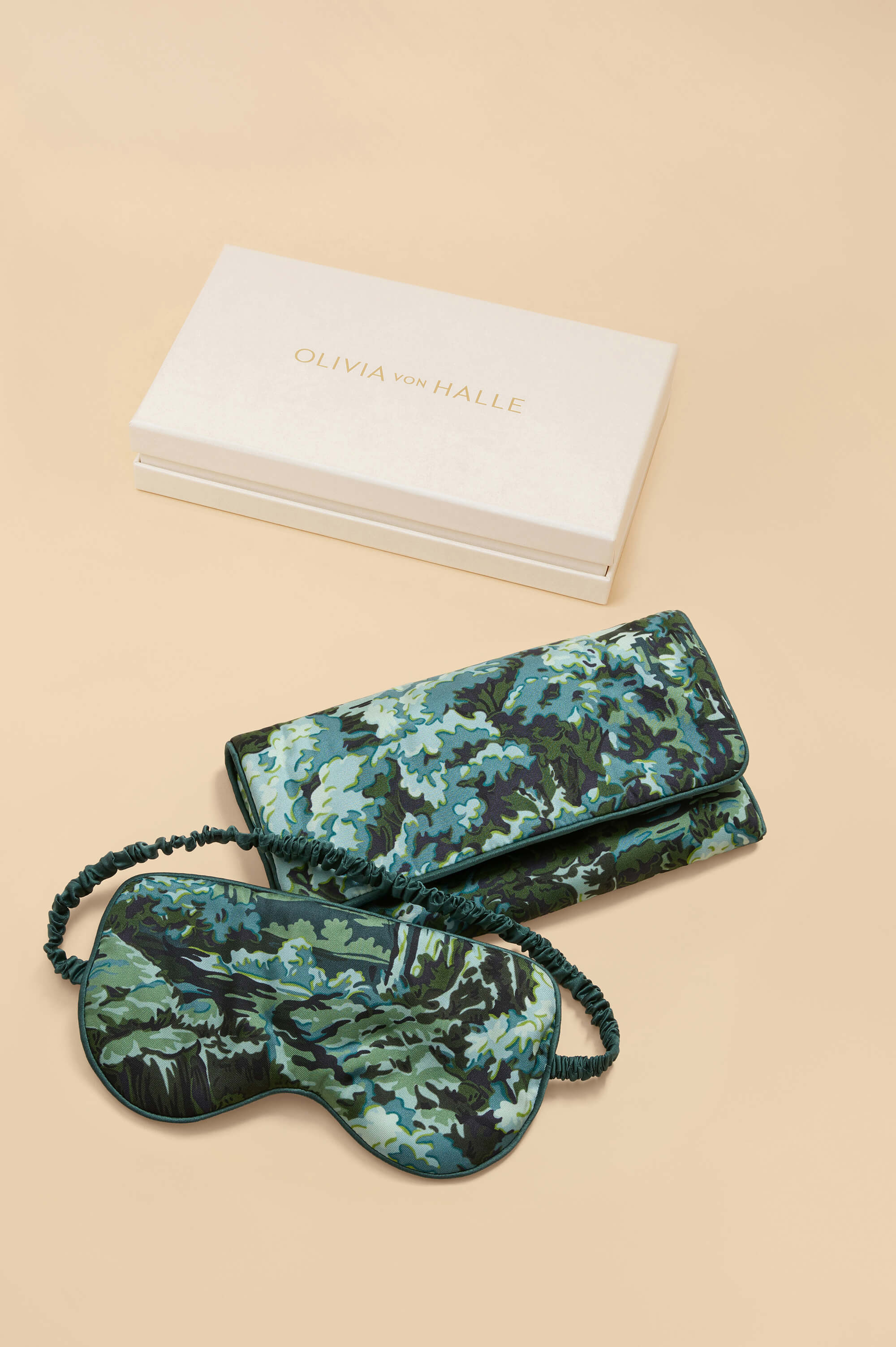 audrey linden green forest eye mask in silk twill 