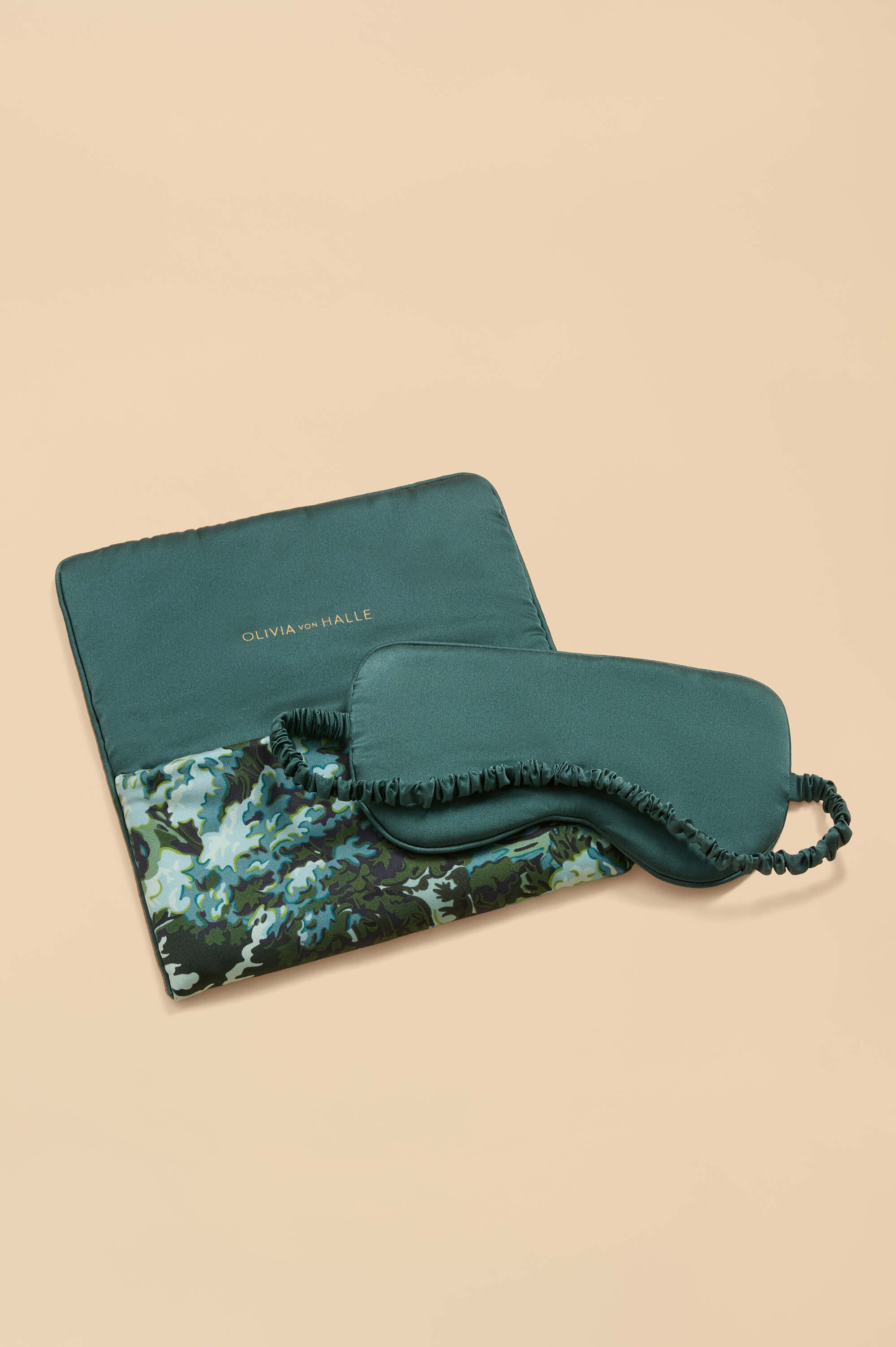 audrey linden green forest eye mask in silk twill 