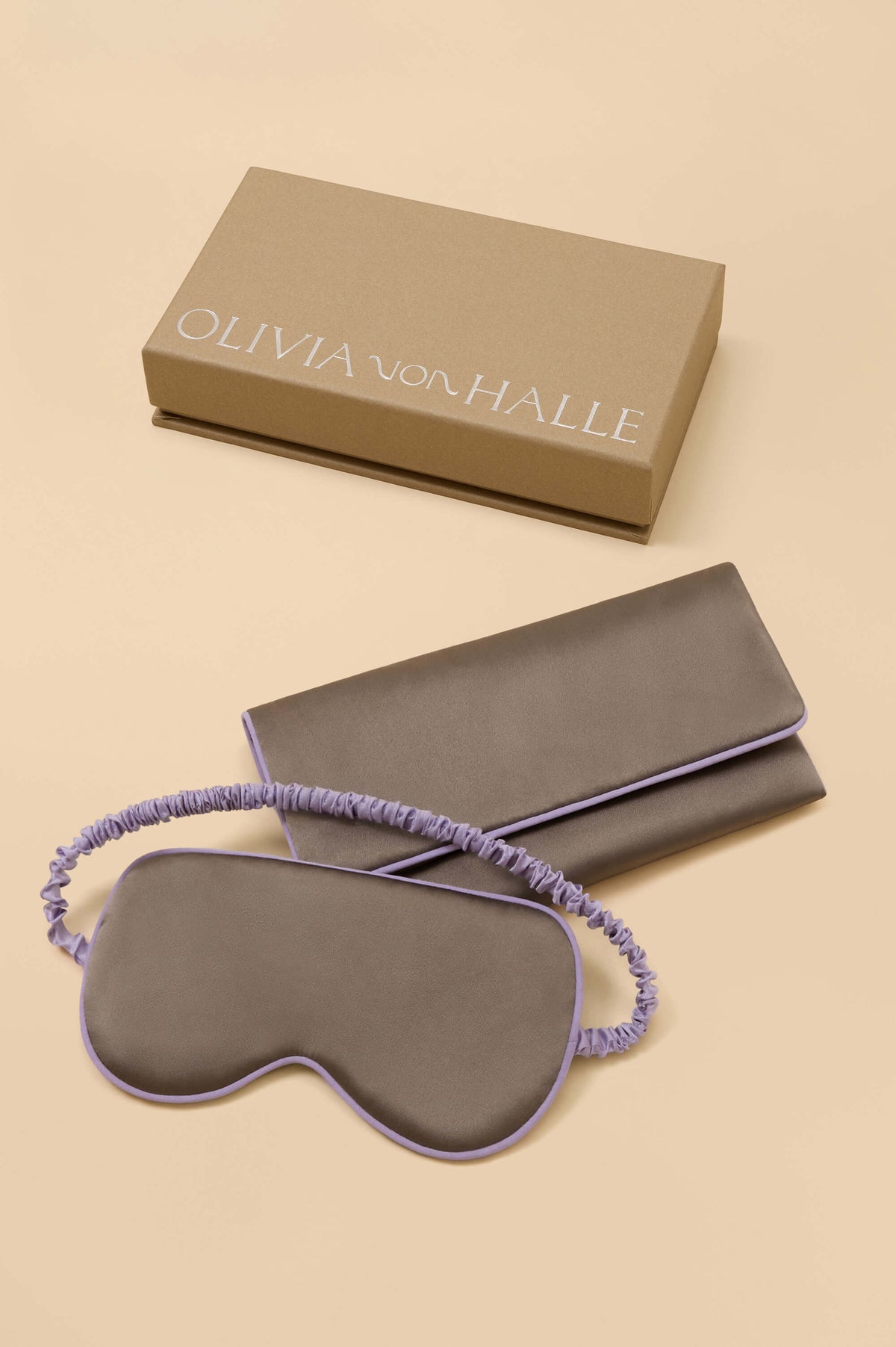 audrey pewter beige eye mask in silk satin