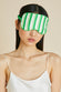 Audrey Piscis Green Stripe Eye Mask in Silk Twill