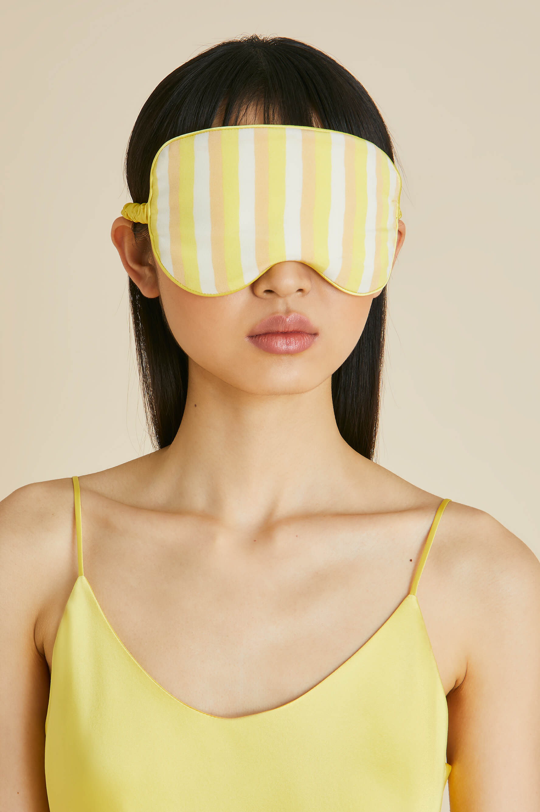 Audrey Polaris Yellow Stripe Silk Crêpe de Chine Eye Mask