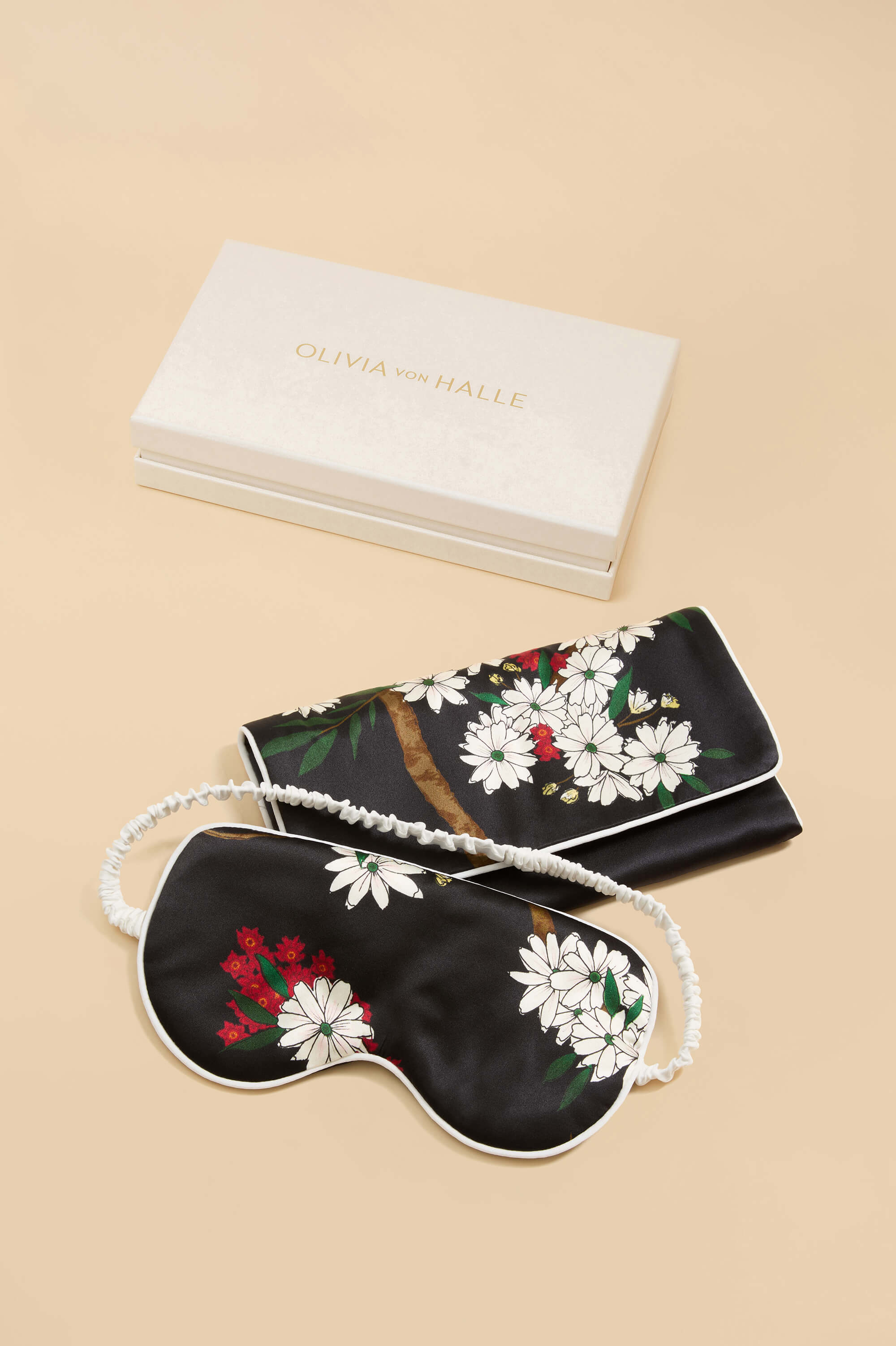 audrey rené black blossom eye mask in silk satin 