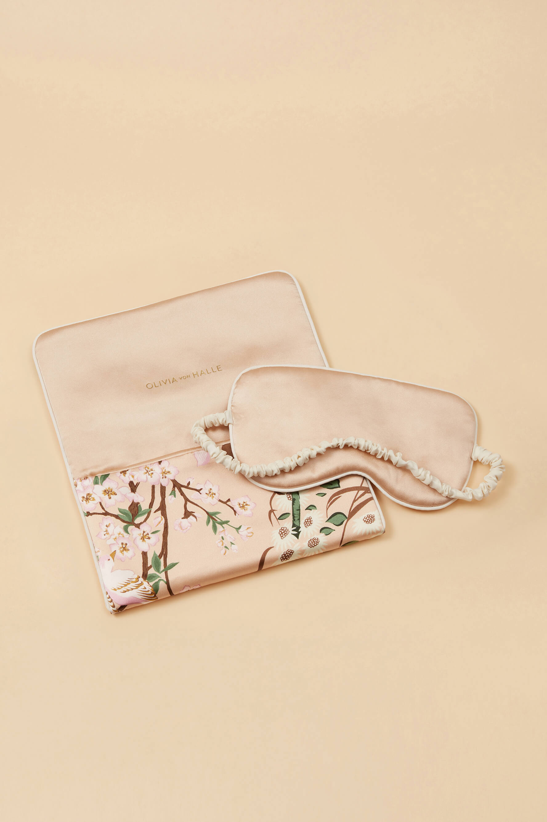 audrey tirtoff cream floral eye mask in silk satin 