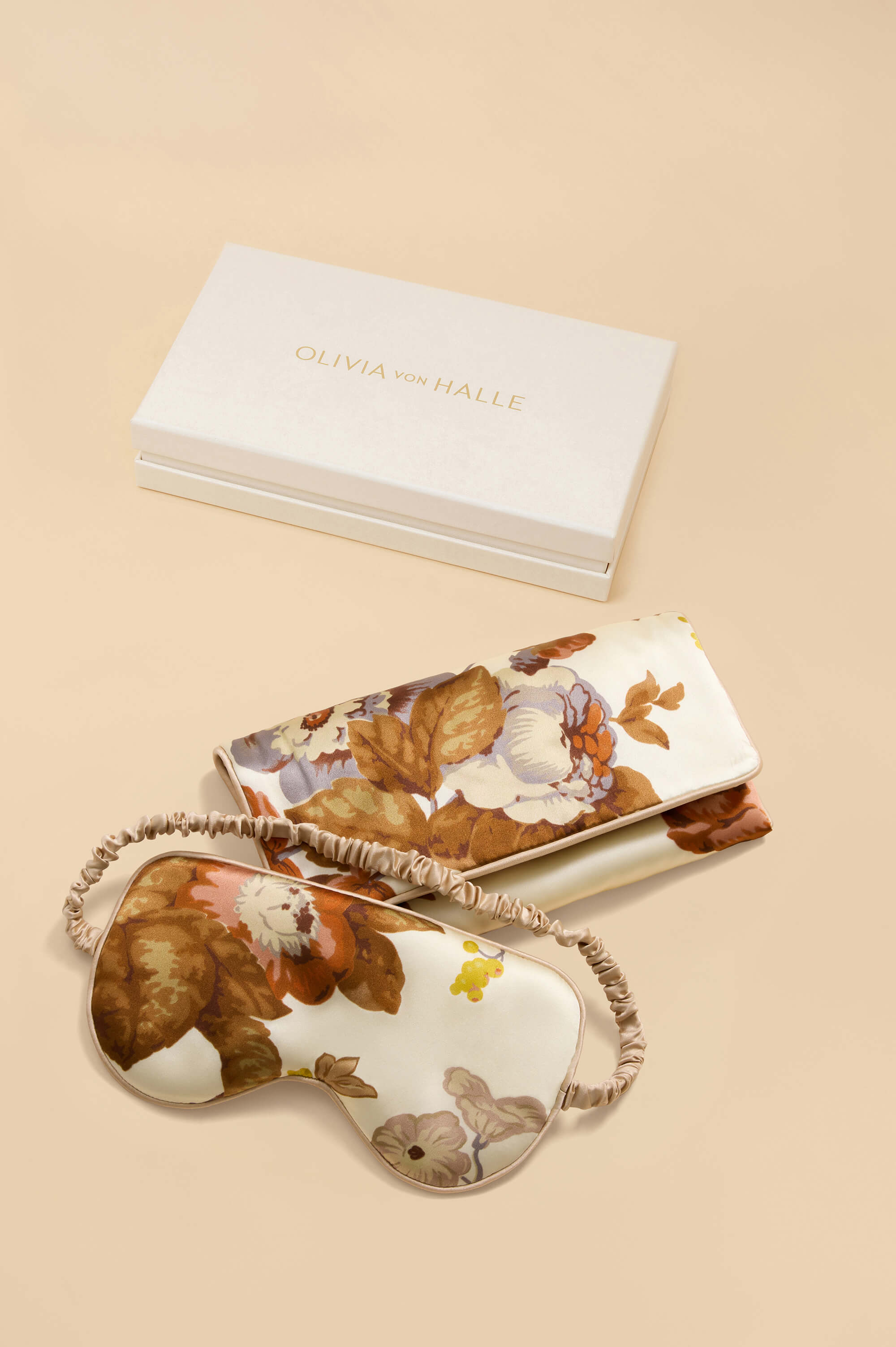 audrey violette cream floral eye mask in silk satin 
