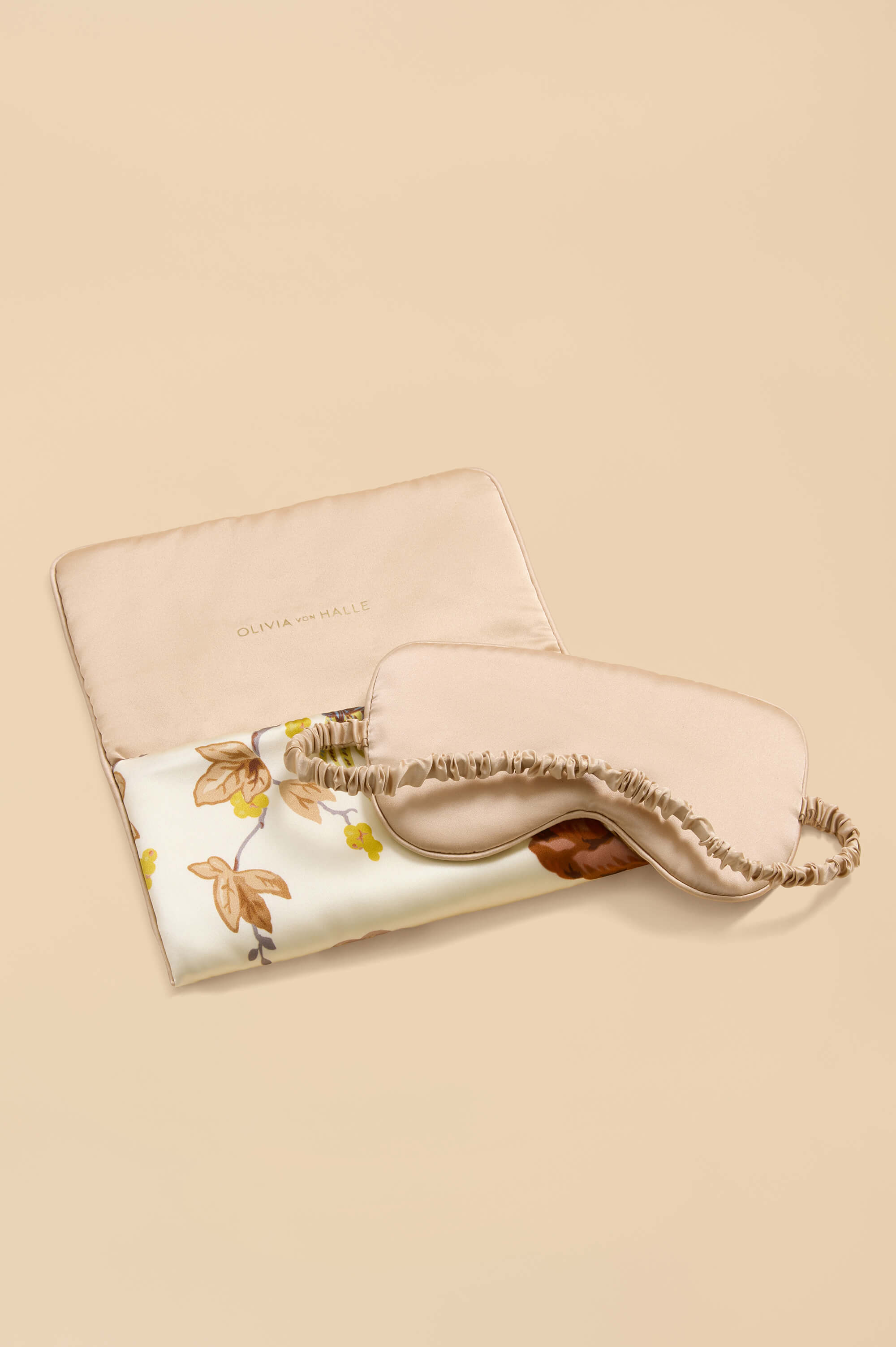 audrey violette cream floral eye mask in silk satin 