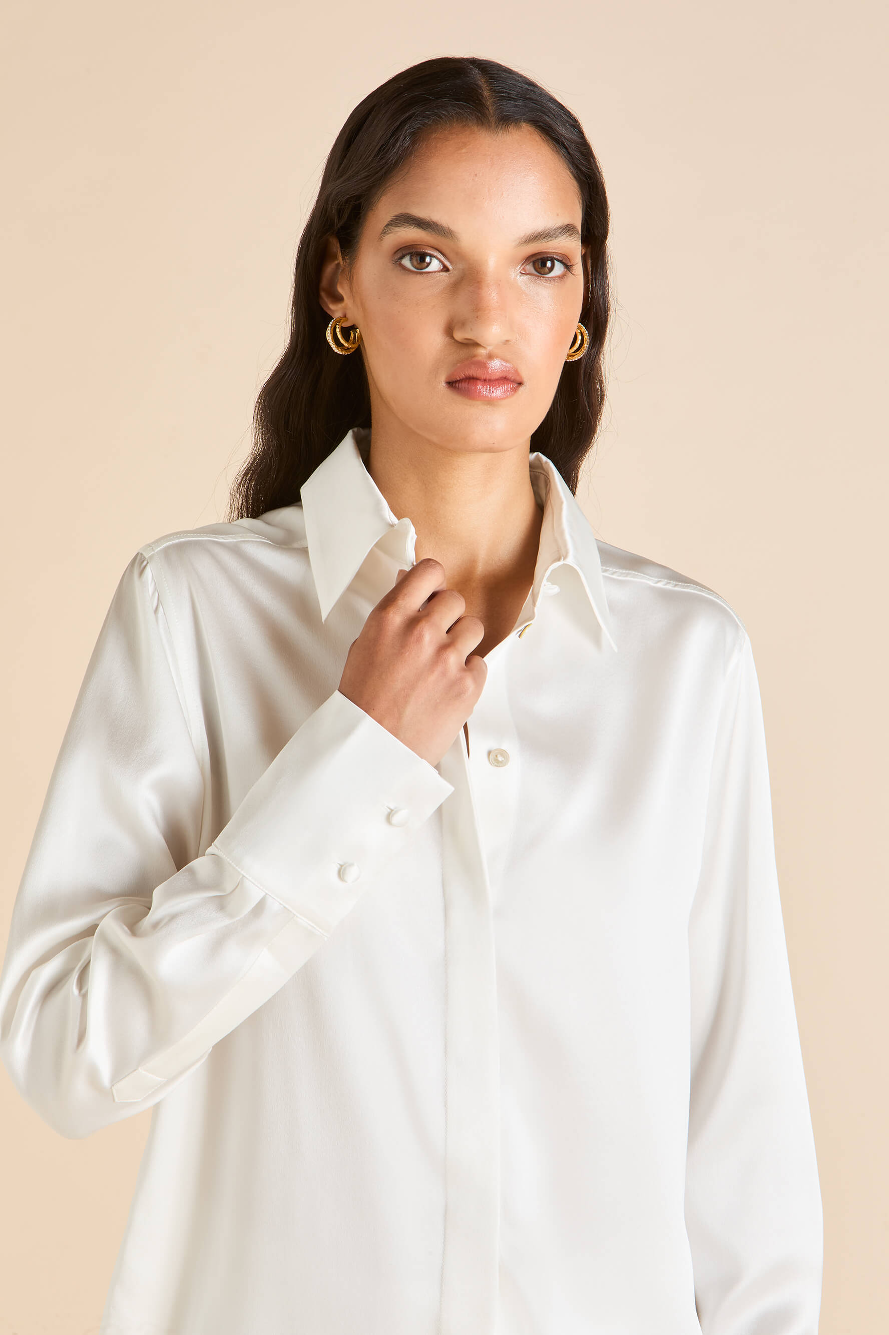 Bacall Ivory Pyjamas in Silk Satin