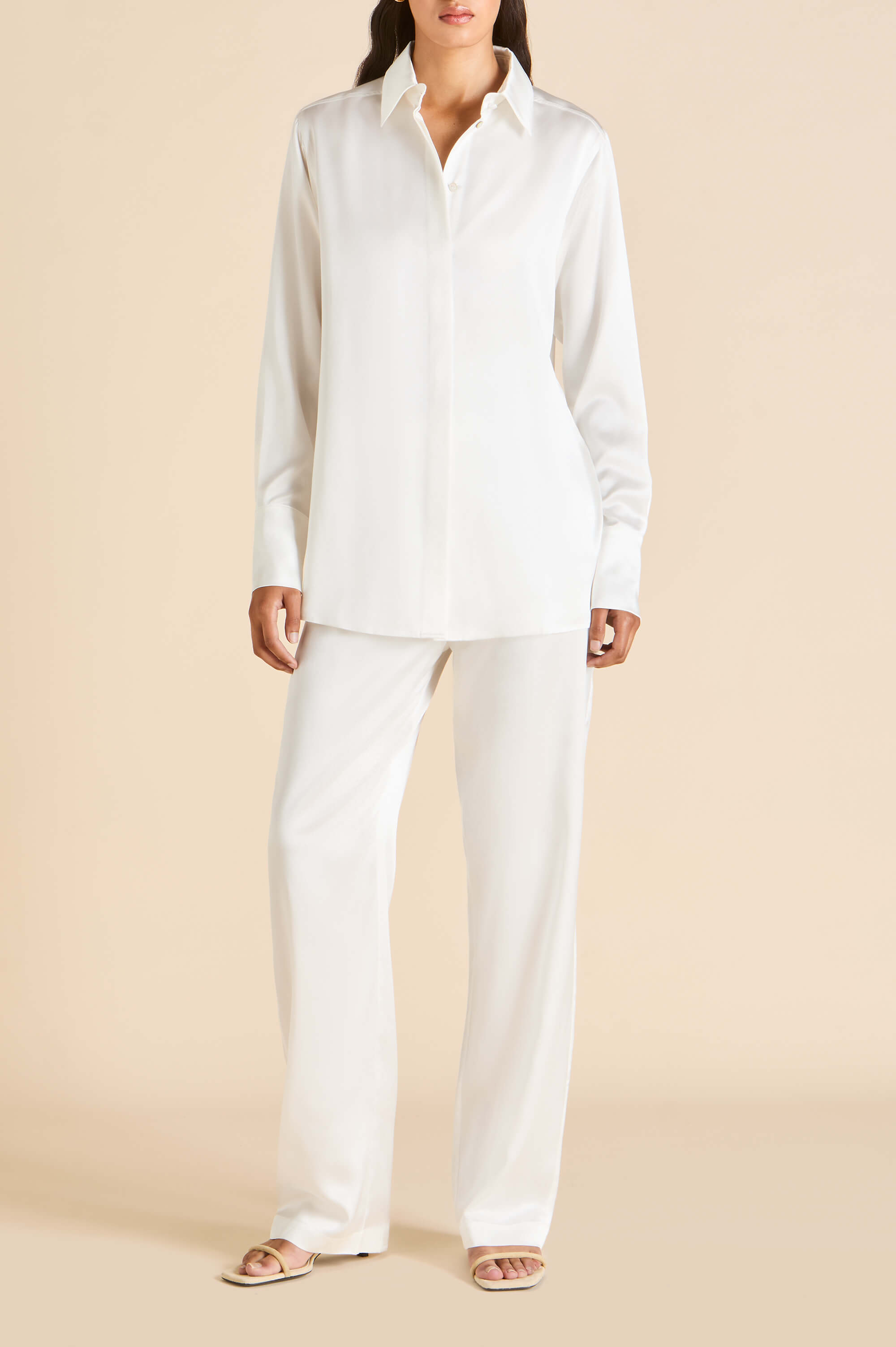 Bacall Ivory Pyjamas in Silk Satin