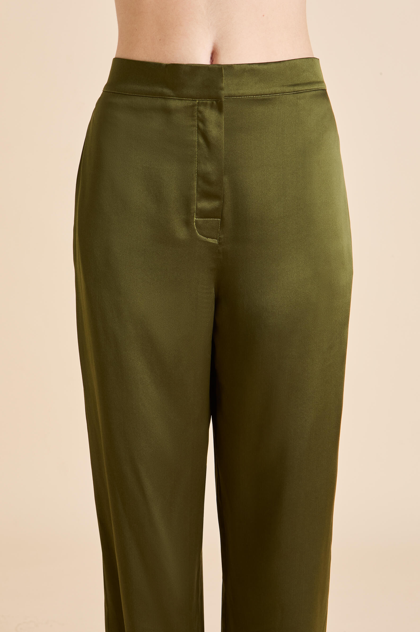 Bacall Ivy Green Pajamas in Silk Satin