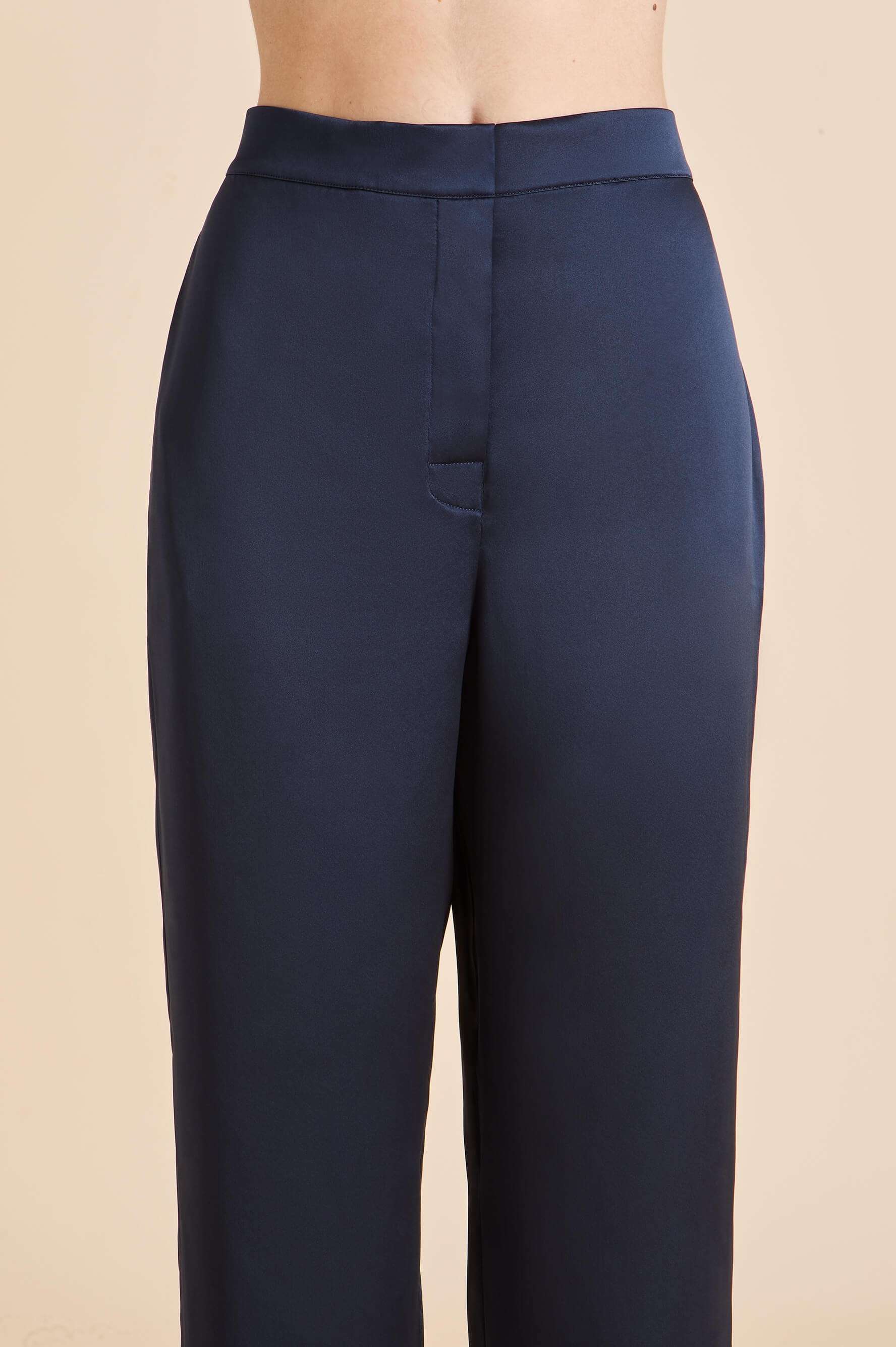 Bacall Navy Pyjamas in Silk Satin