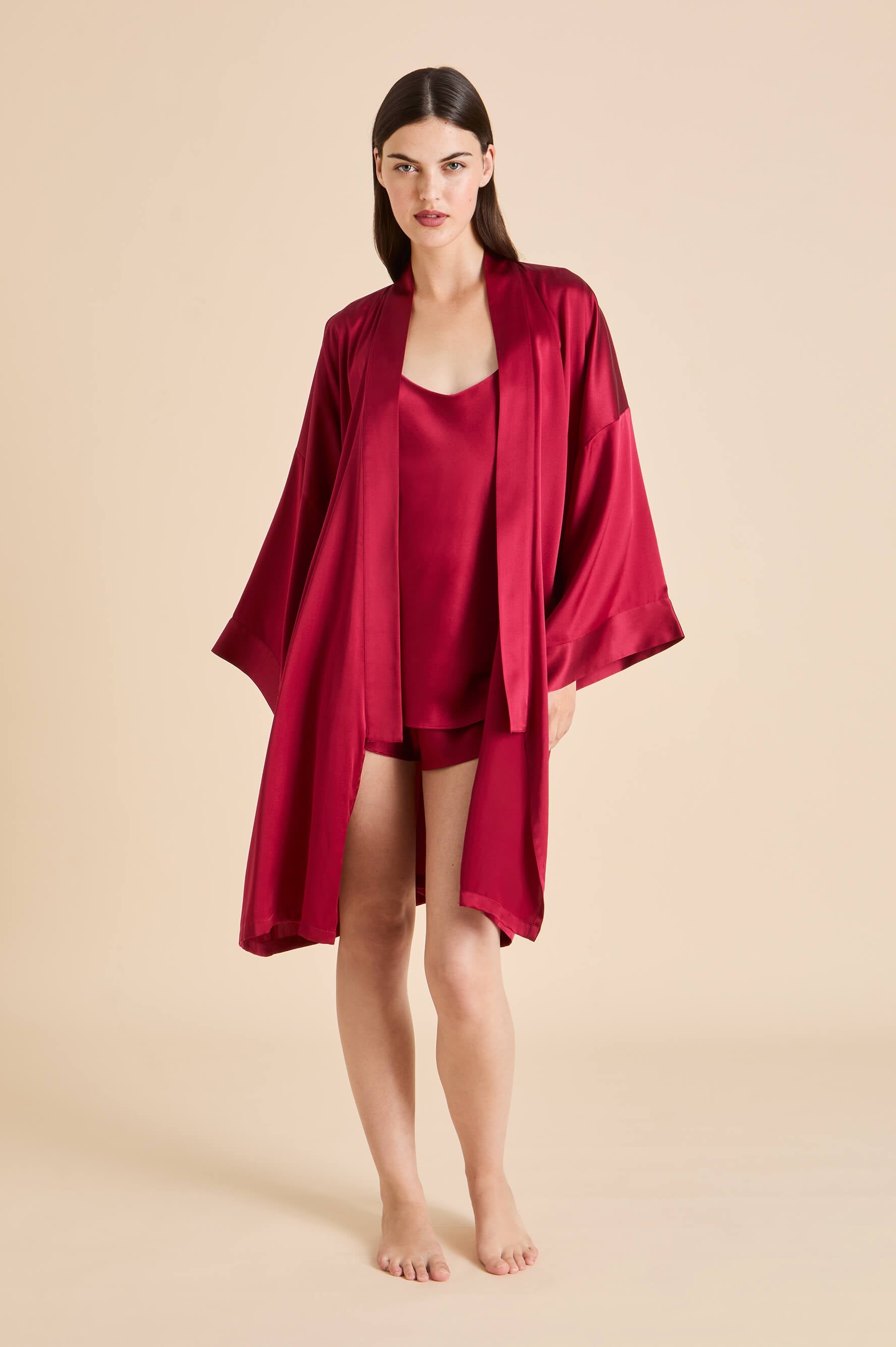 Bella Russet Red Camisole Set in Silk Satin