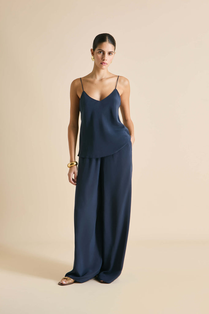 Bliss Navy Camisole Set in Silk Crêpe de Chine