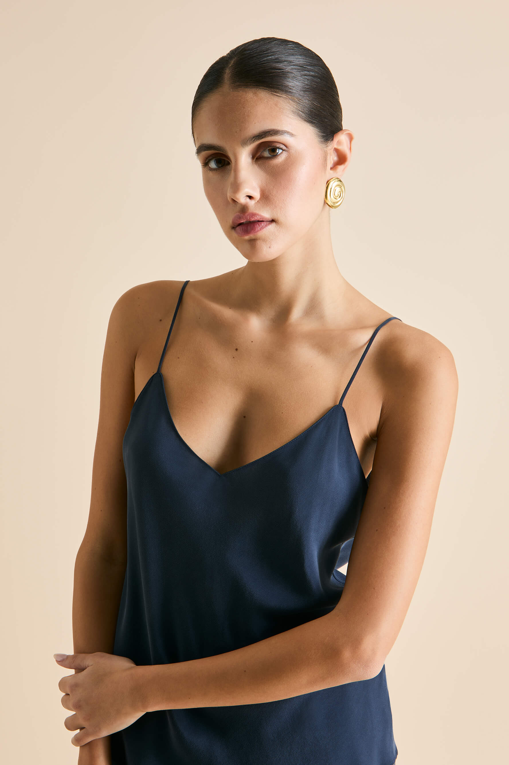 Bliss Navy Camisole Set in Silk Crêpe de Chine