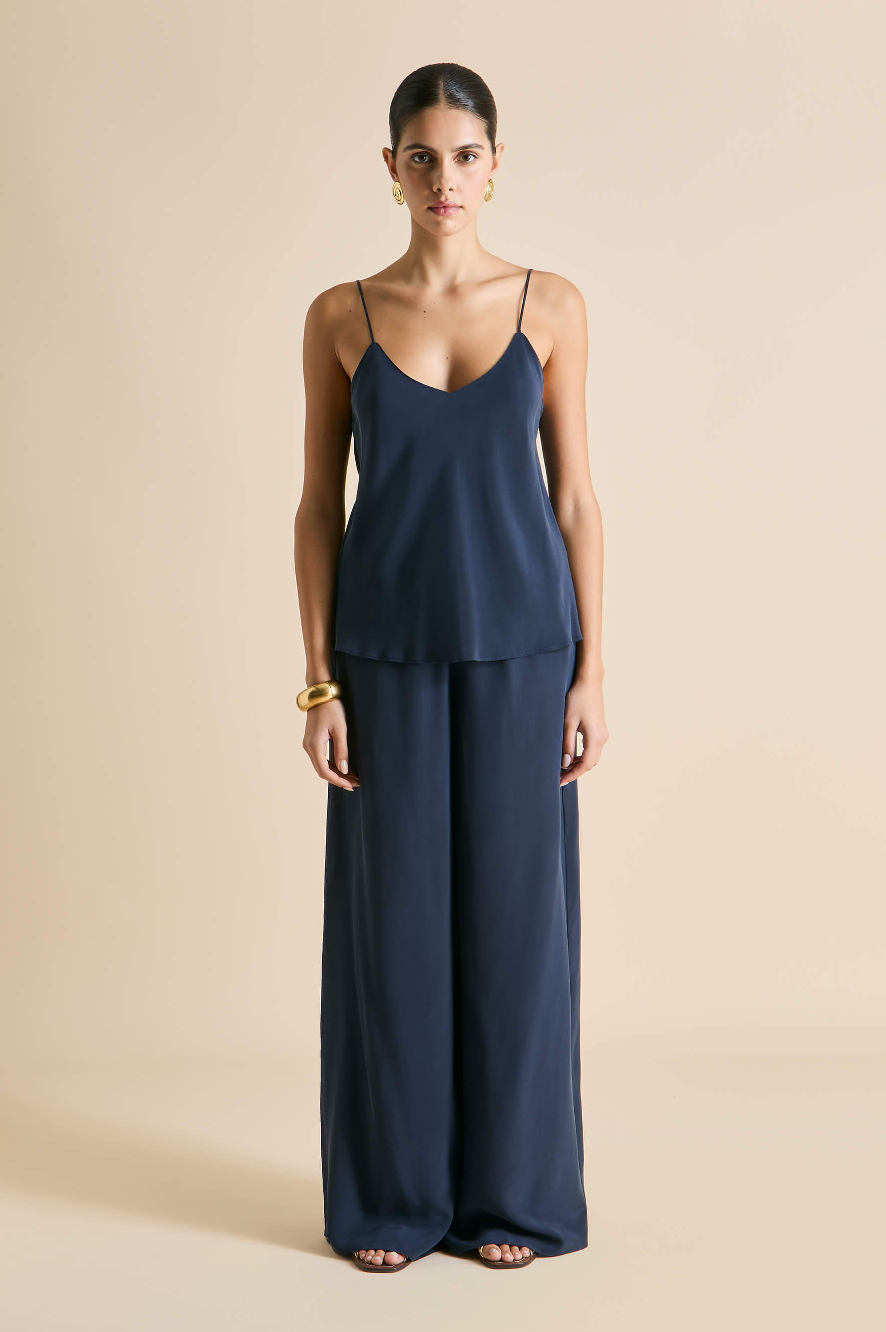 Bliss Navy Camisole Set in Silk Crêpe de Chine