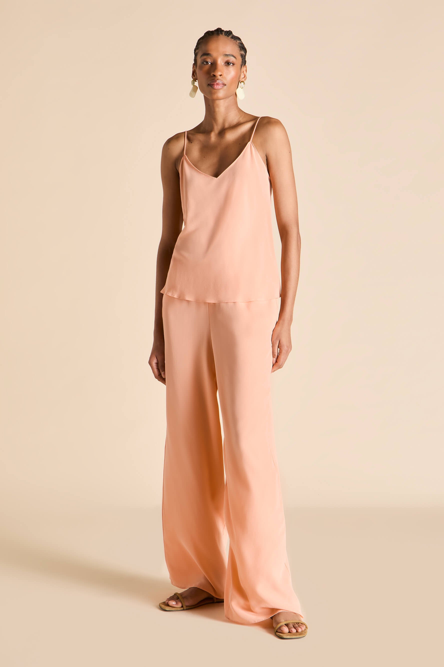 Bliss Tangerine Camisole Set in Silk Crêpe de Chine