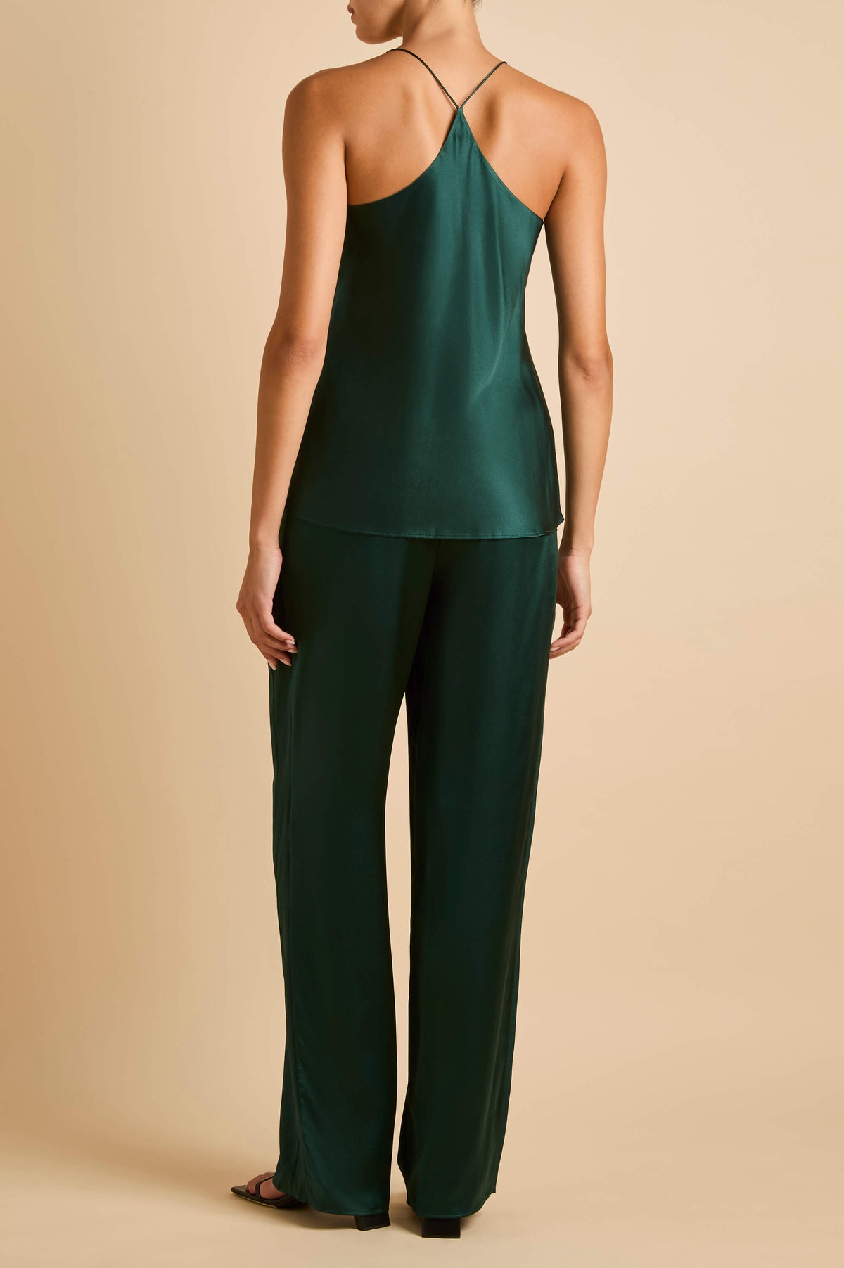 Bronte Clover Green Camisole Set in Silk Satin