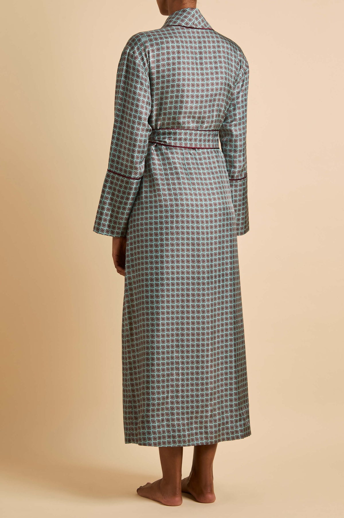 Capability Lazuli Blue Geometric Robe in Silk Twill