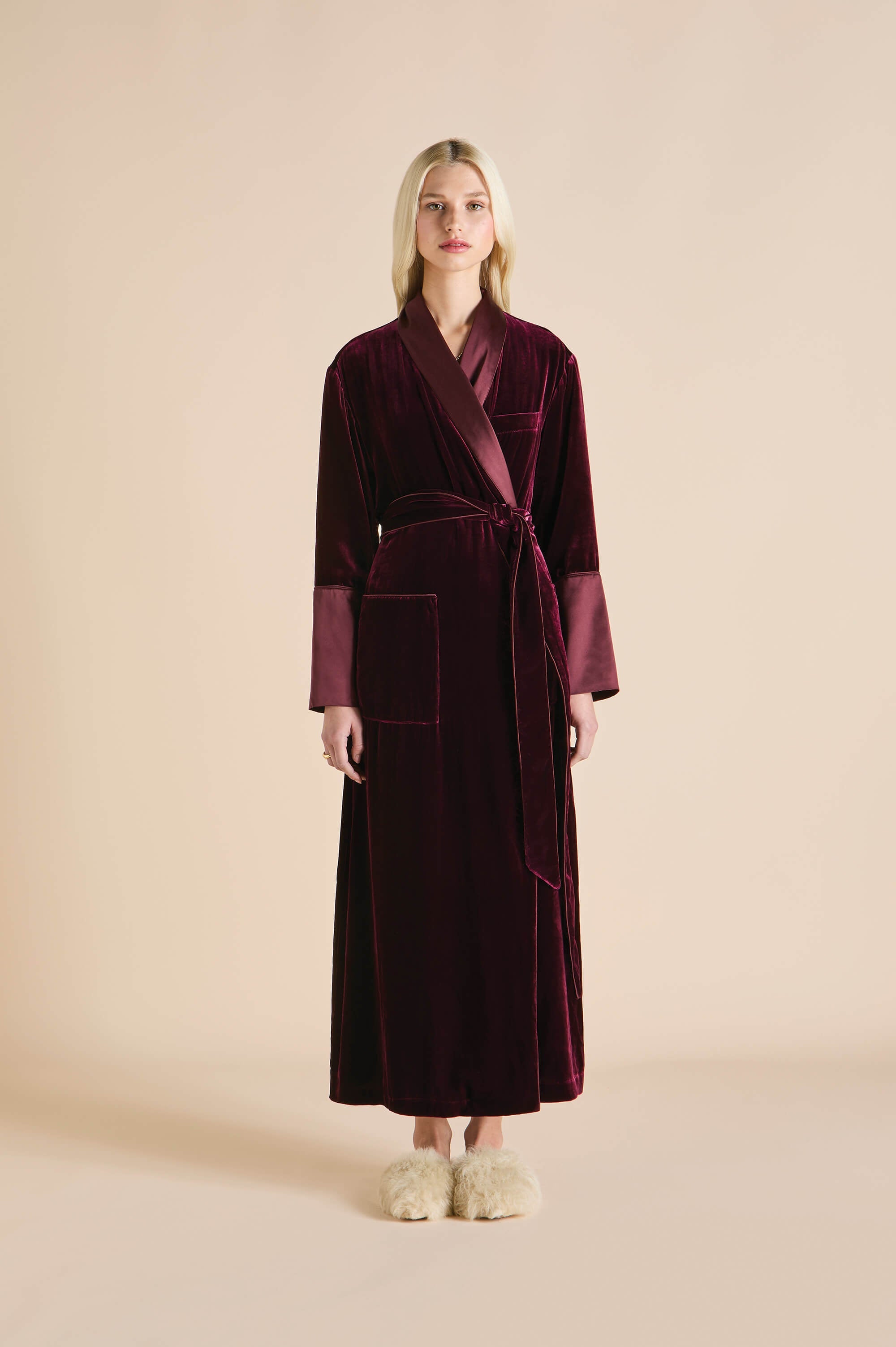 capability burgundy robe in silk velvet