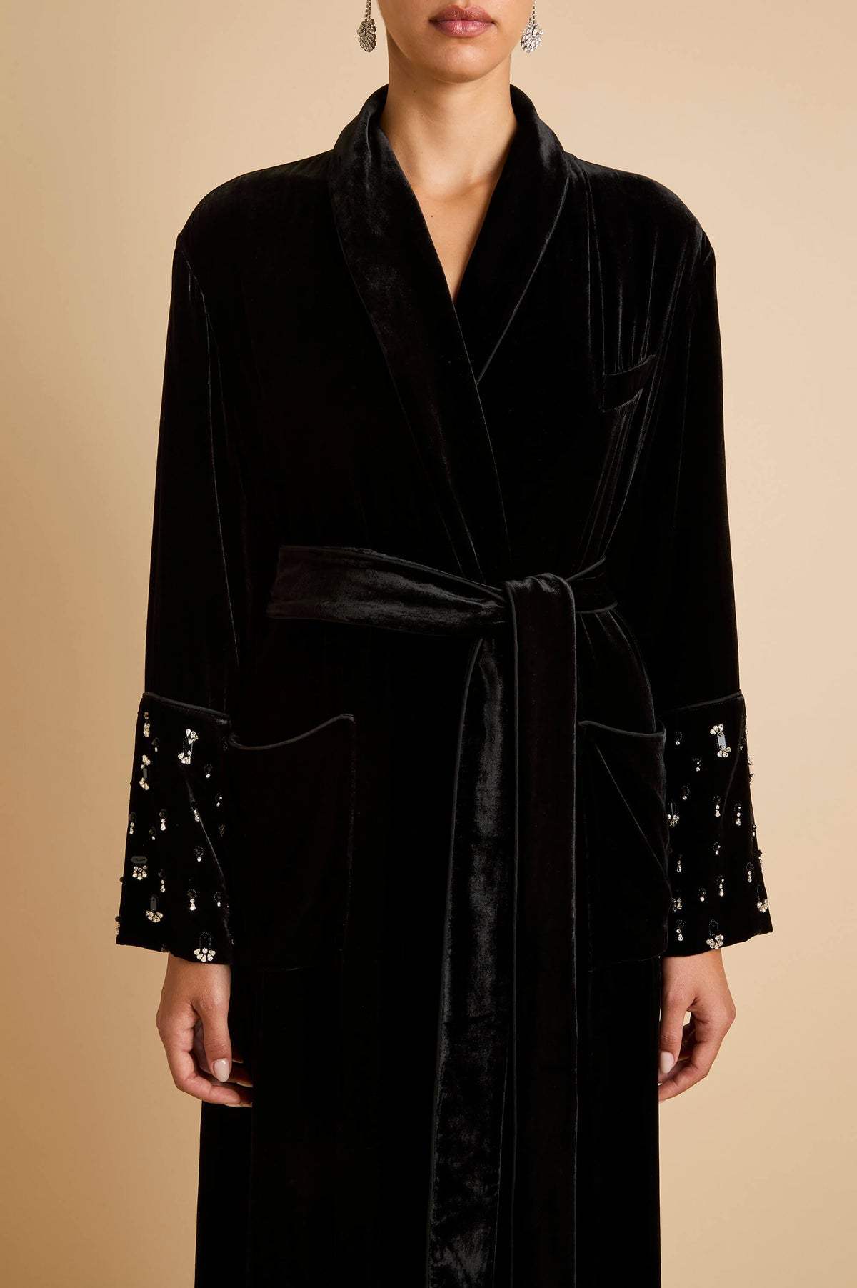 Capability Orlune Black Crystal Robe in Velvet