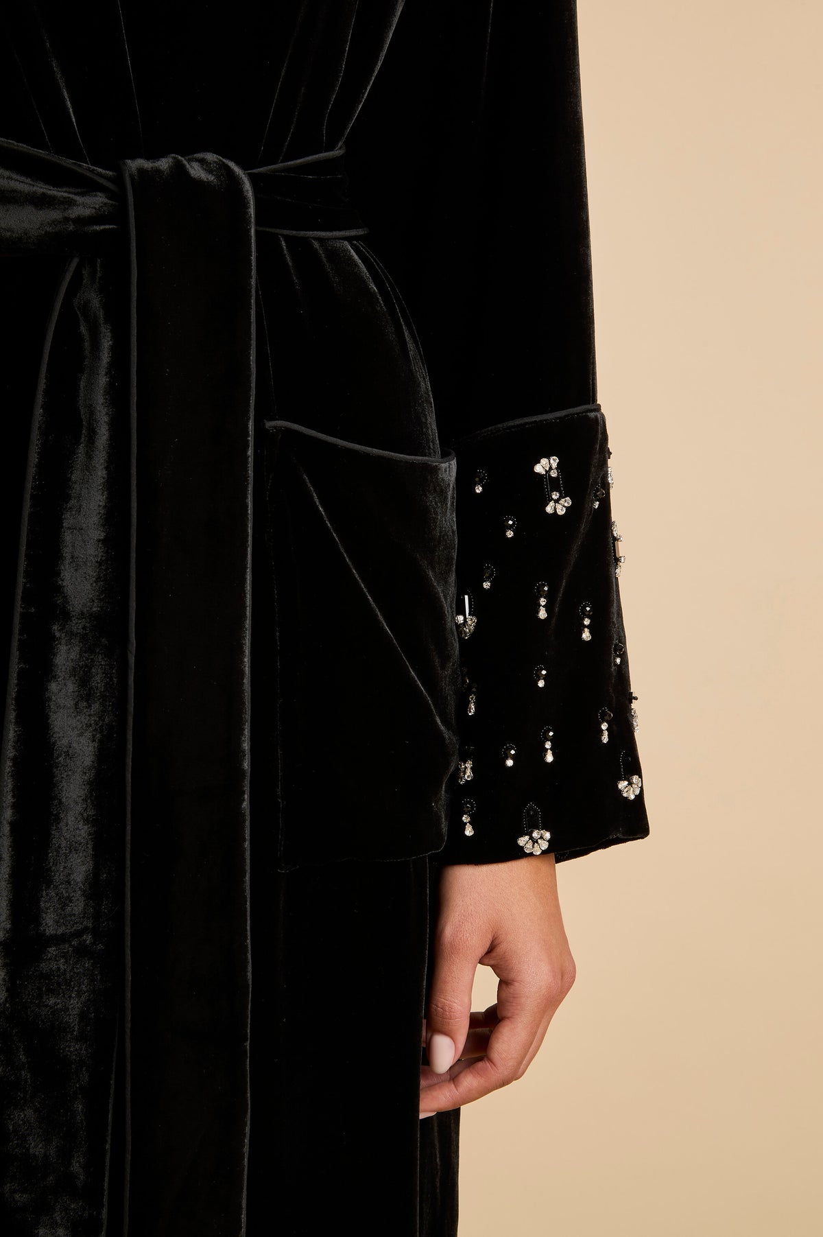 Capability Orlune Black Crystal Robe in Velvet