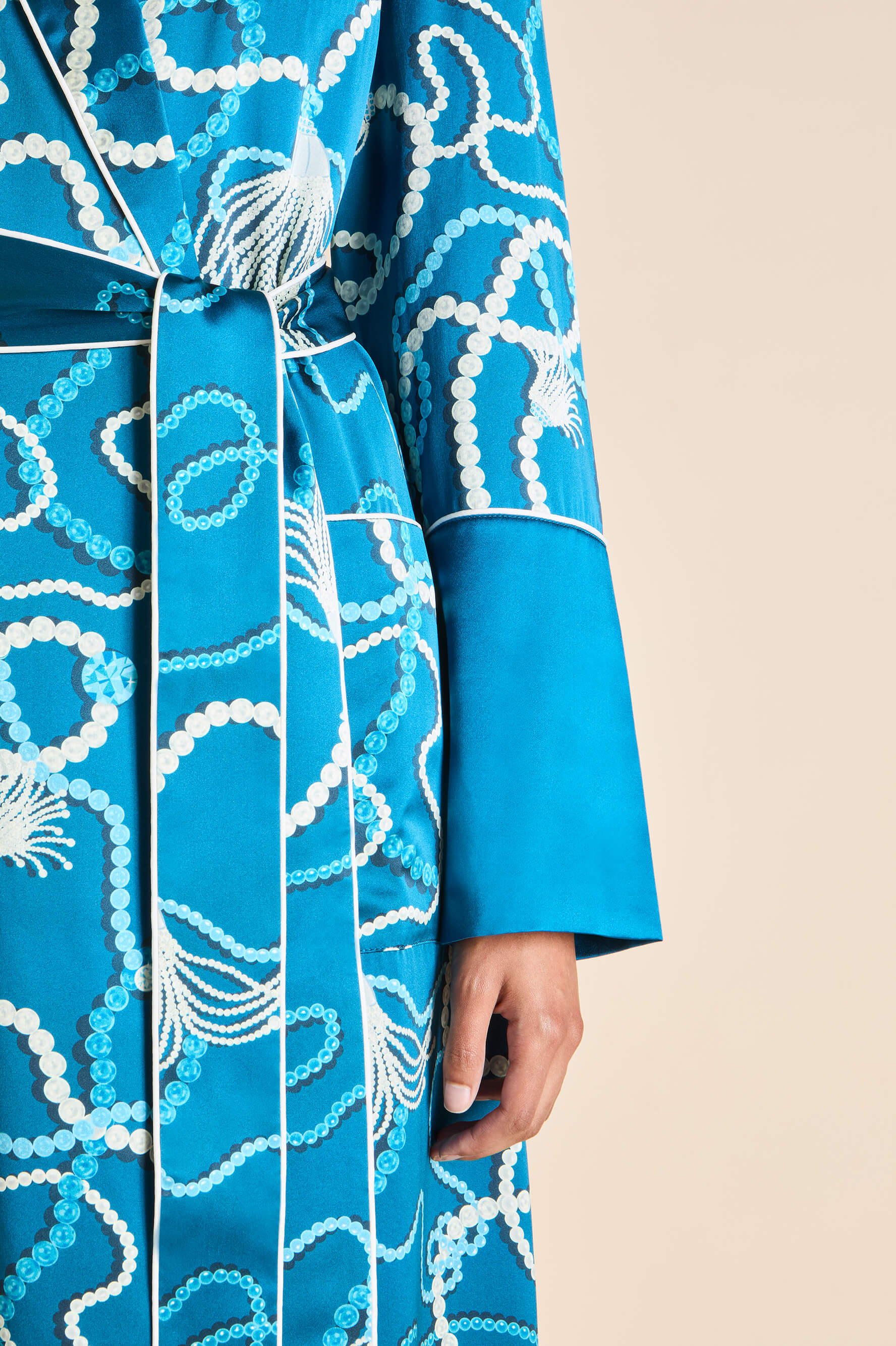 capability periwinkle blue jewel robe in silk satin 