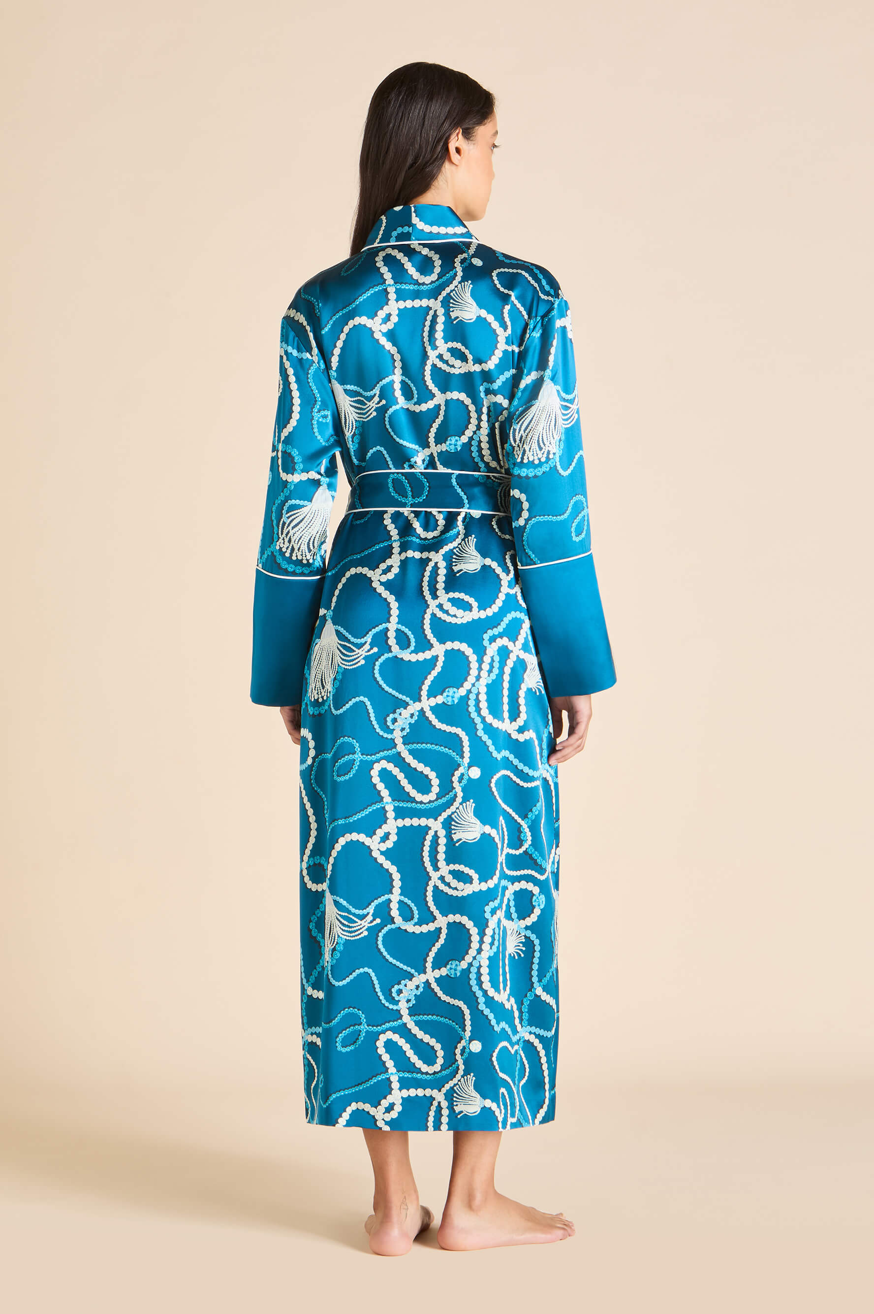 Capability Periwinkle Blue Jewel Robe in Silk Satin