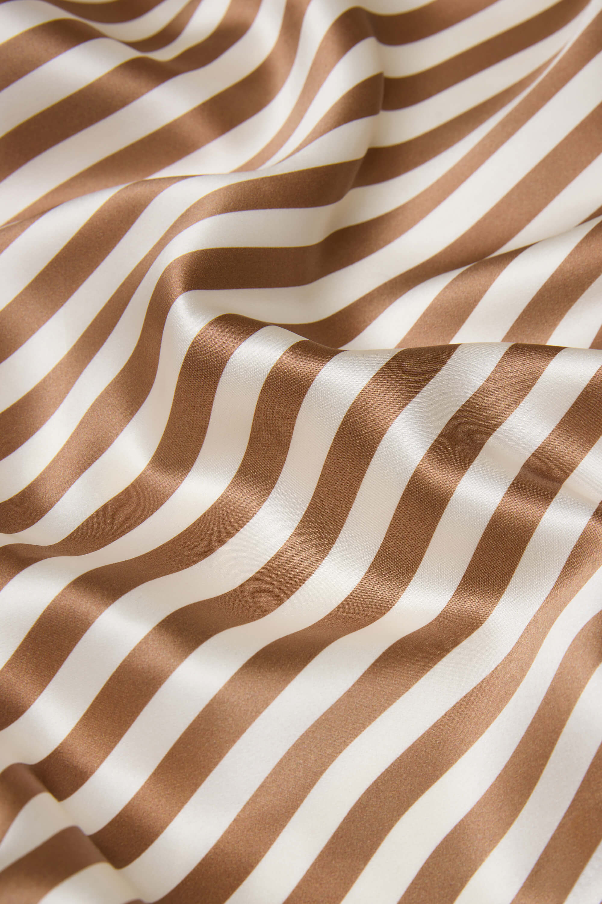 Capability Solene Beige Stripe Robe in Silk Satin