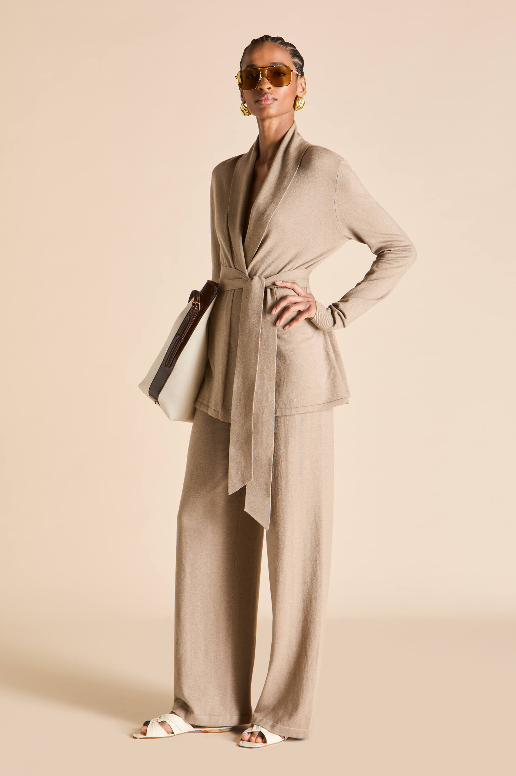 Caro Dallas Beige Tracksuit in Silk-Cashmere