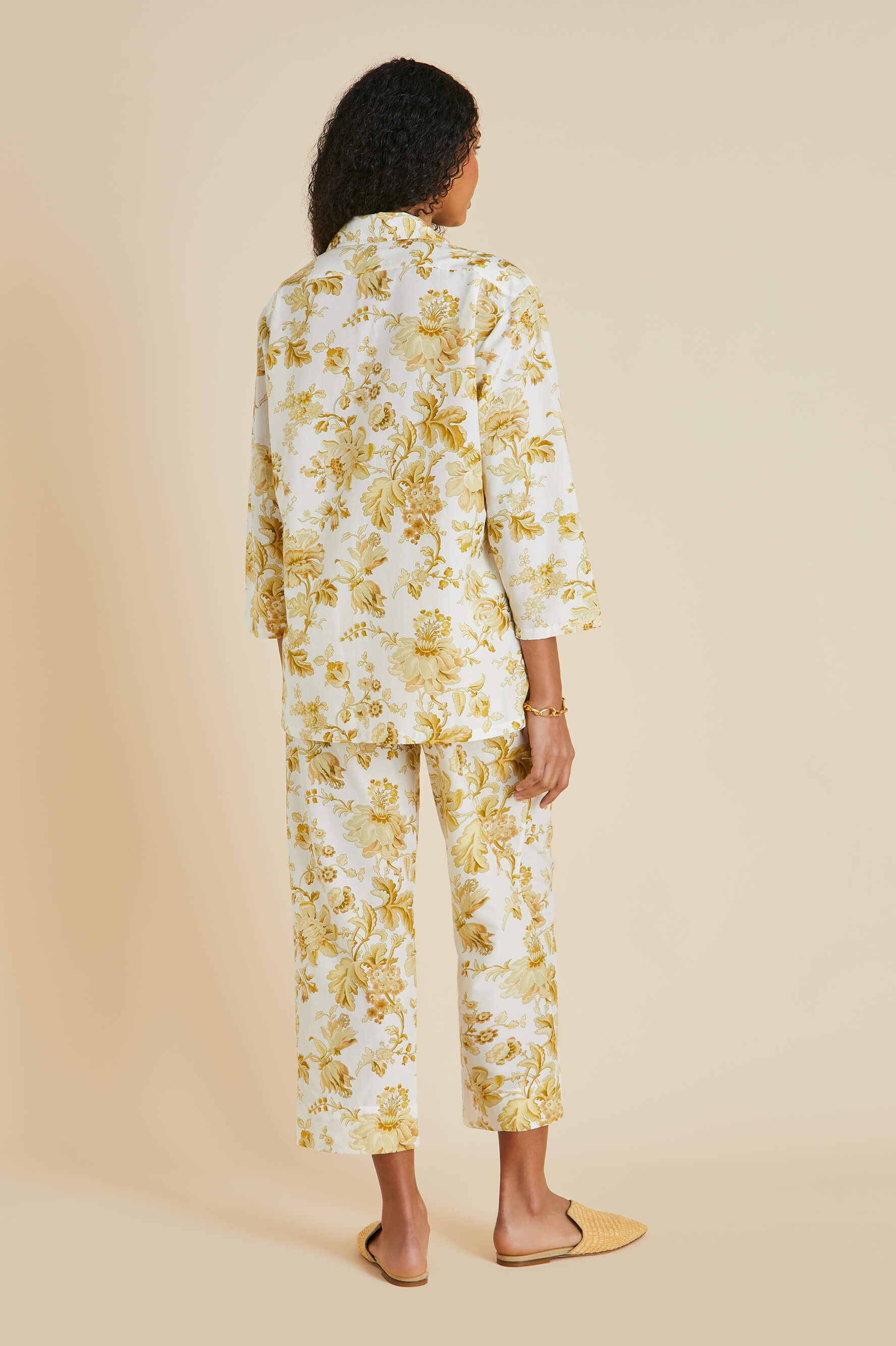 Casablanca Aegeus Yellow Floral Pyjamas in Cotton-Silk