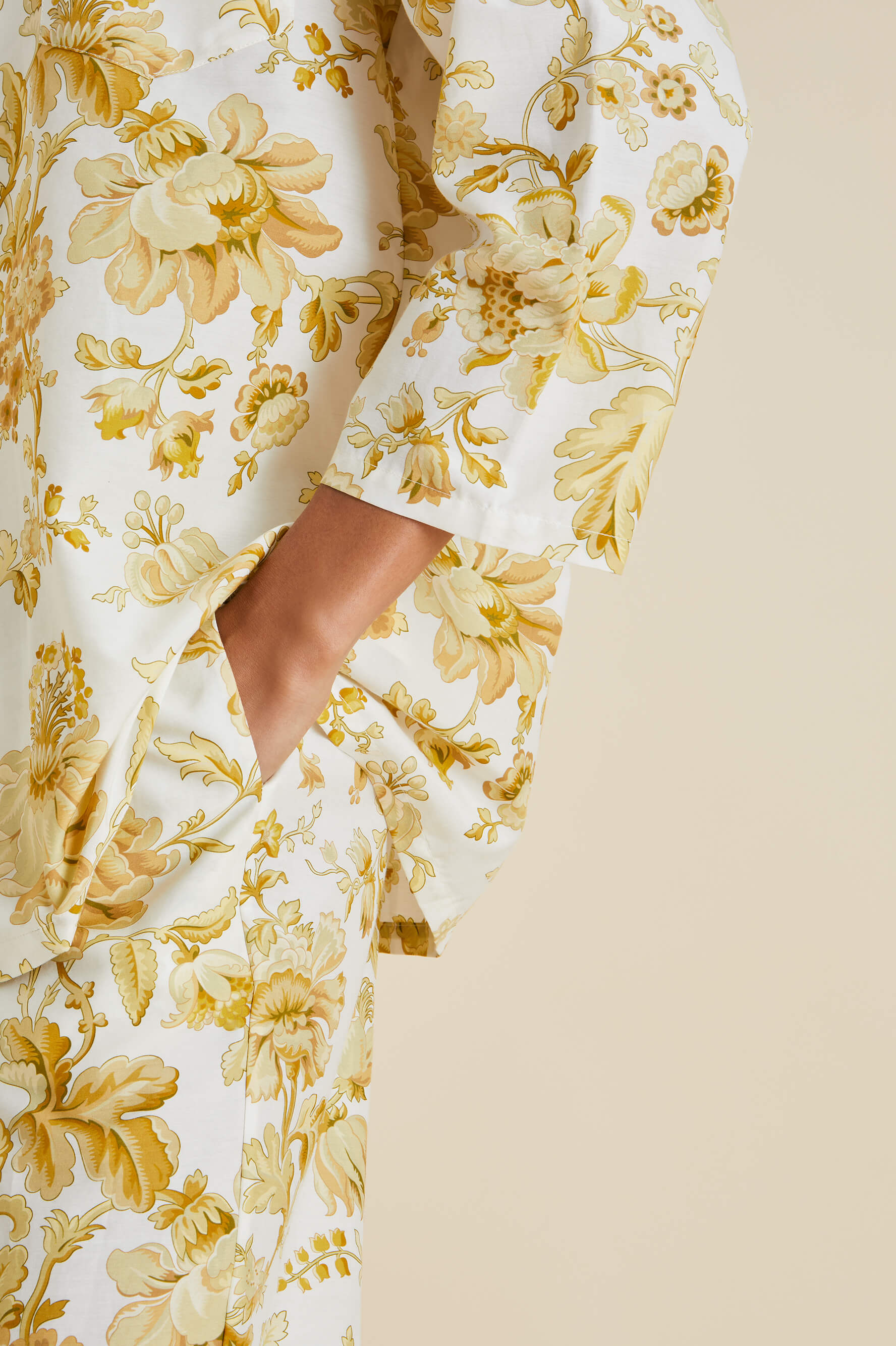 Casablanca Aegeus Yellow Floral Pyjamas in Cotton-Silk