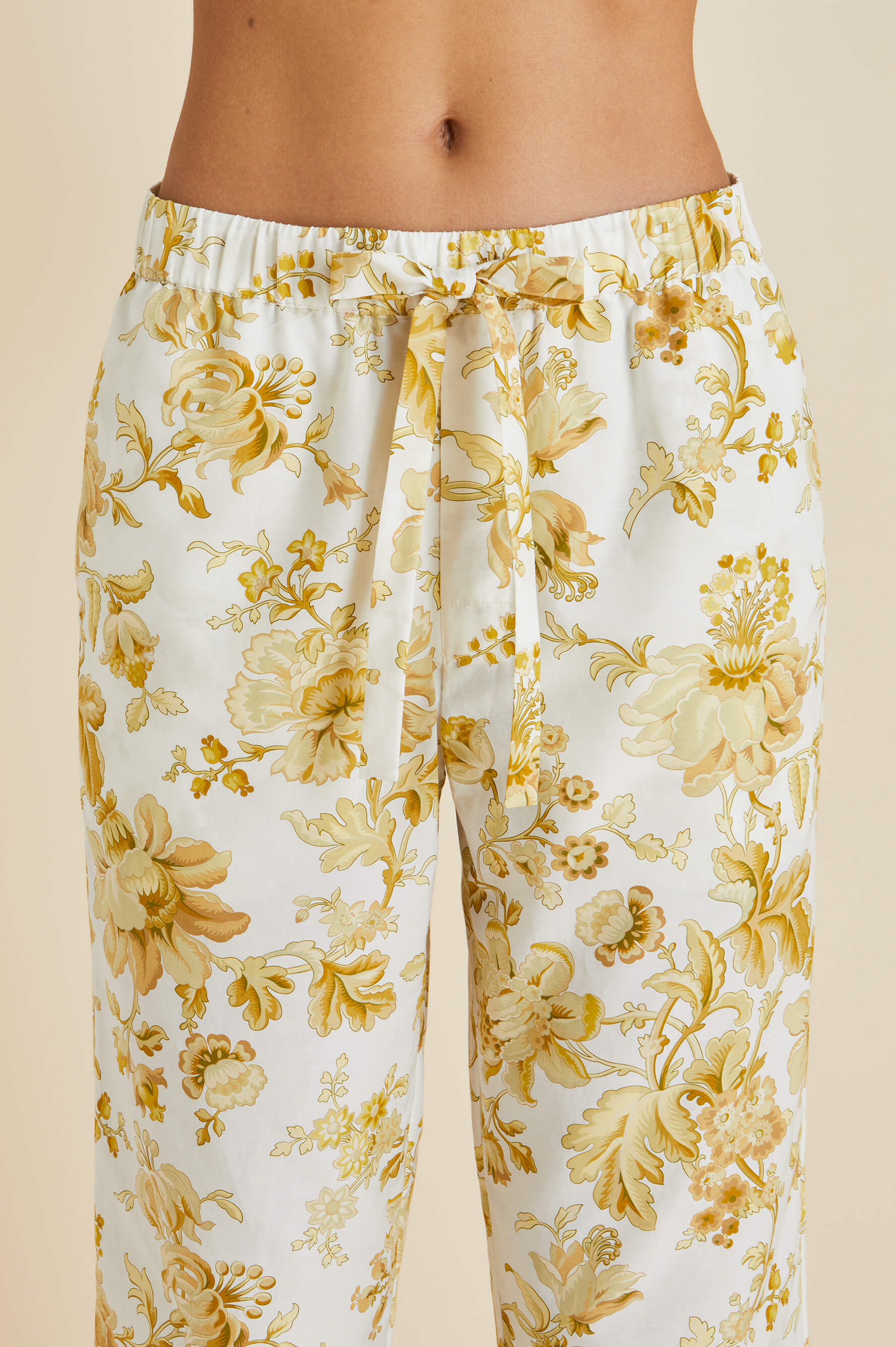 Casablanca Aegeus Yellow Floral Pyjamas in Cotton-Silk