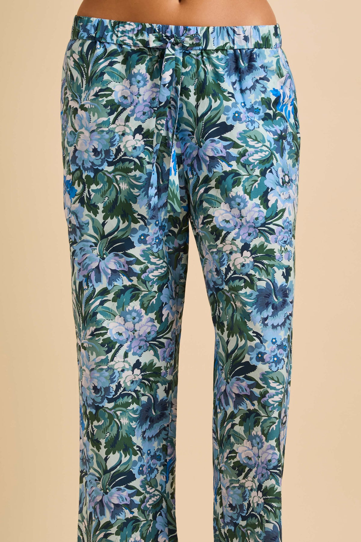 Casablanca Azura Blue Floral Pajamas in Cotton-Silk