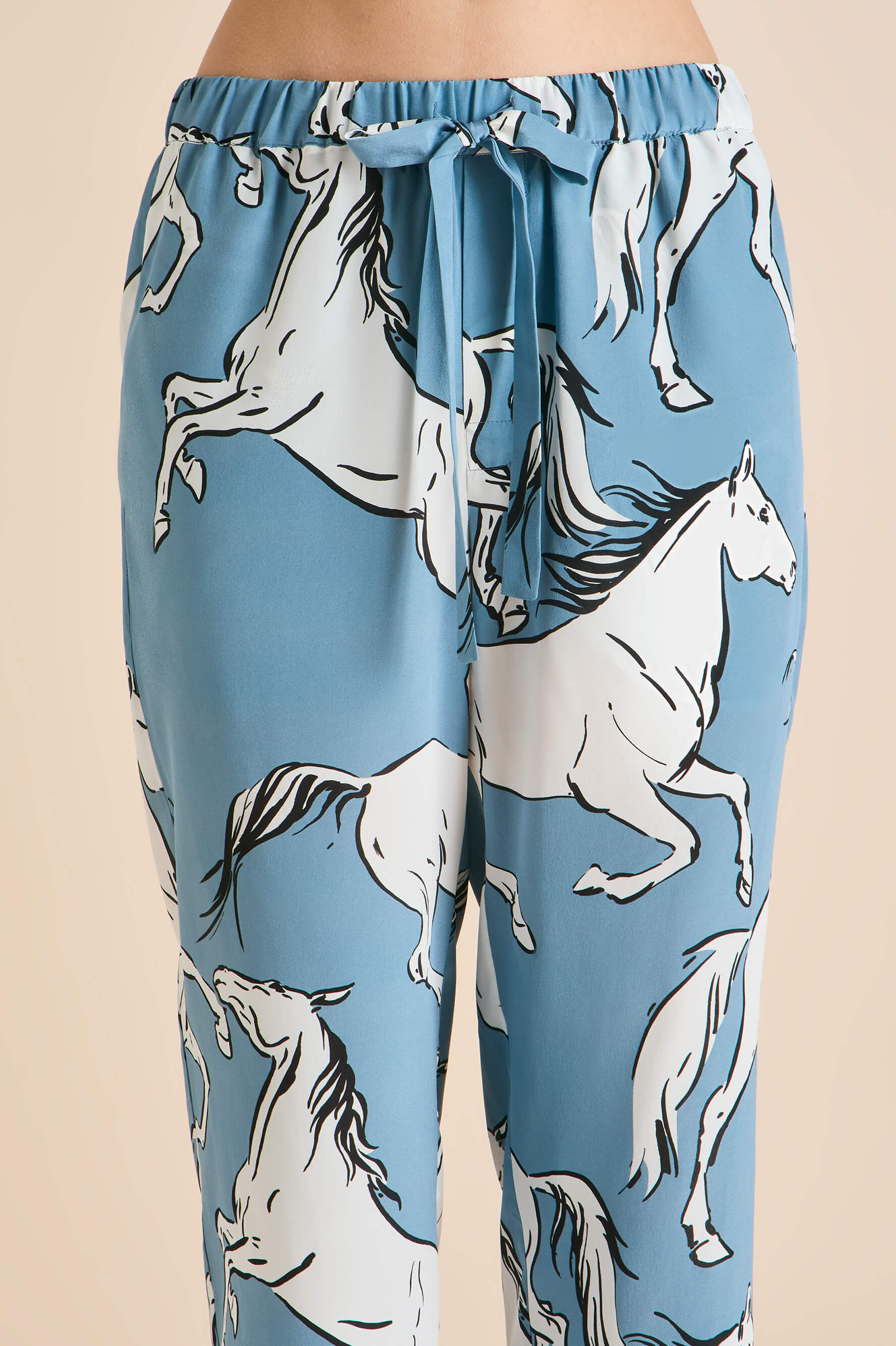 Casablanca Cordelia Blue Horse Pyjamas in Silk Crêpe de Chine