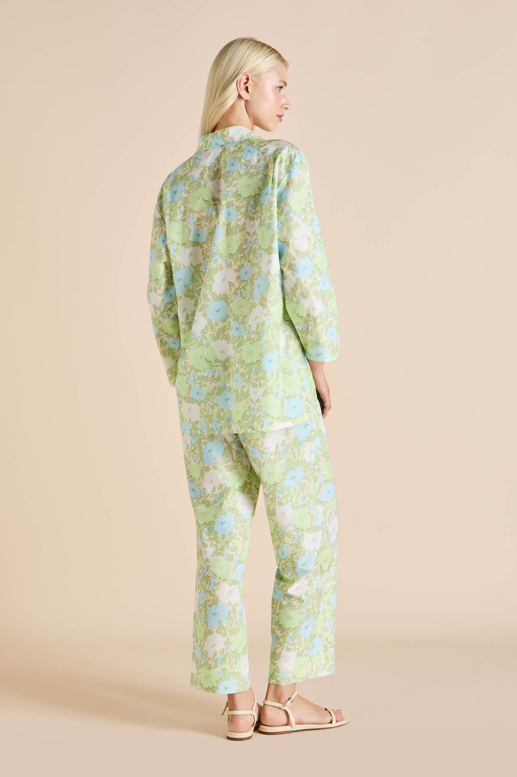 Casablanca Hester Green Floral Pyjamas in Cotton-Silk