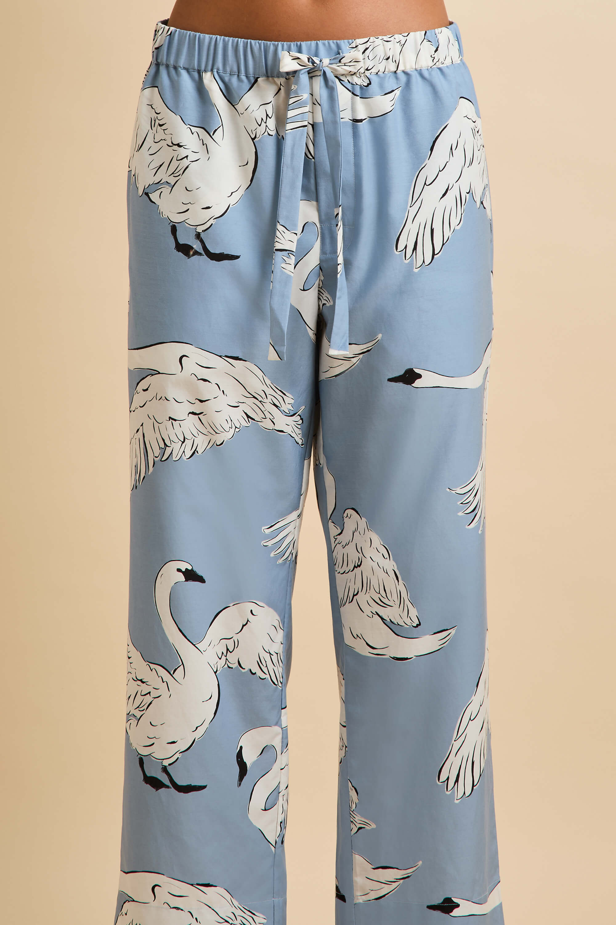 Casablanca Laia Blue Swan Pajamas in Cotton-Silk