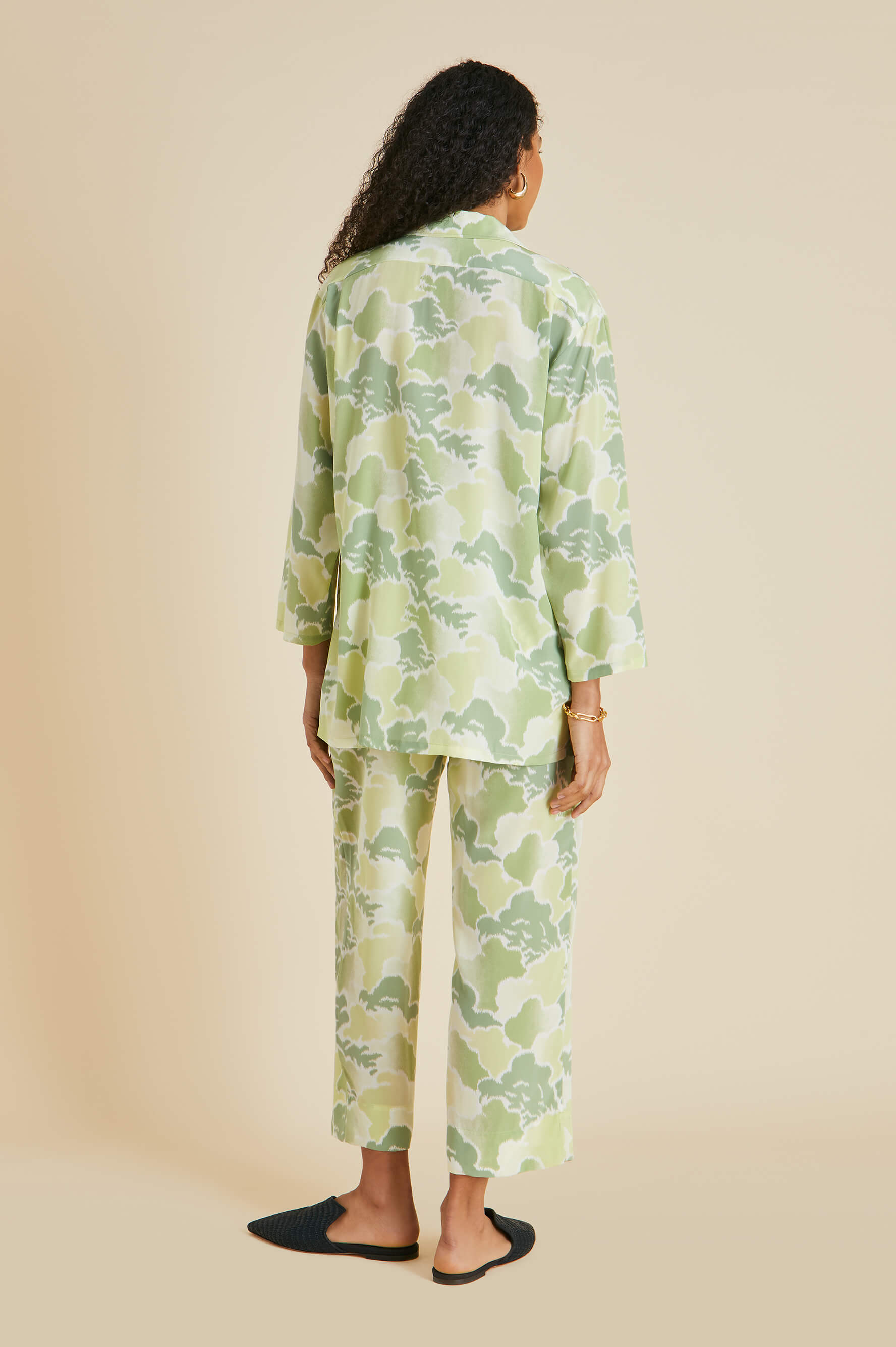 Casablanca Luna Green Cloud Pyjamas in Silk Crêpe de Chine