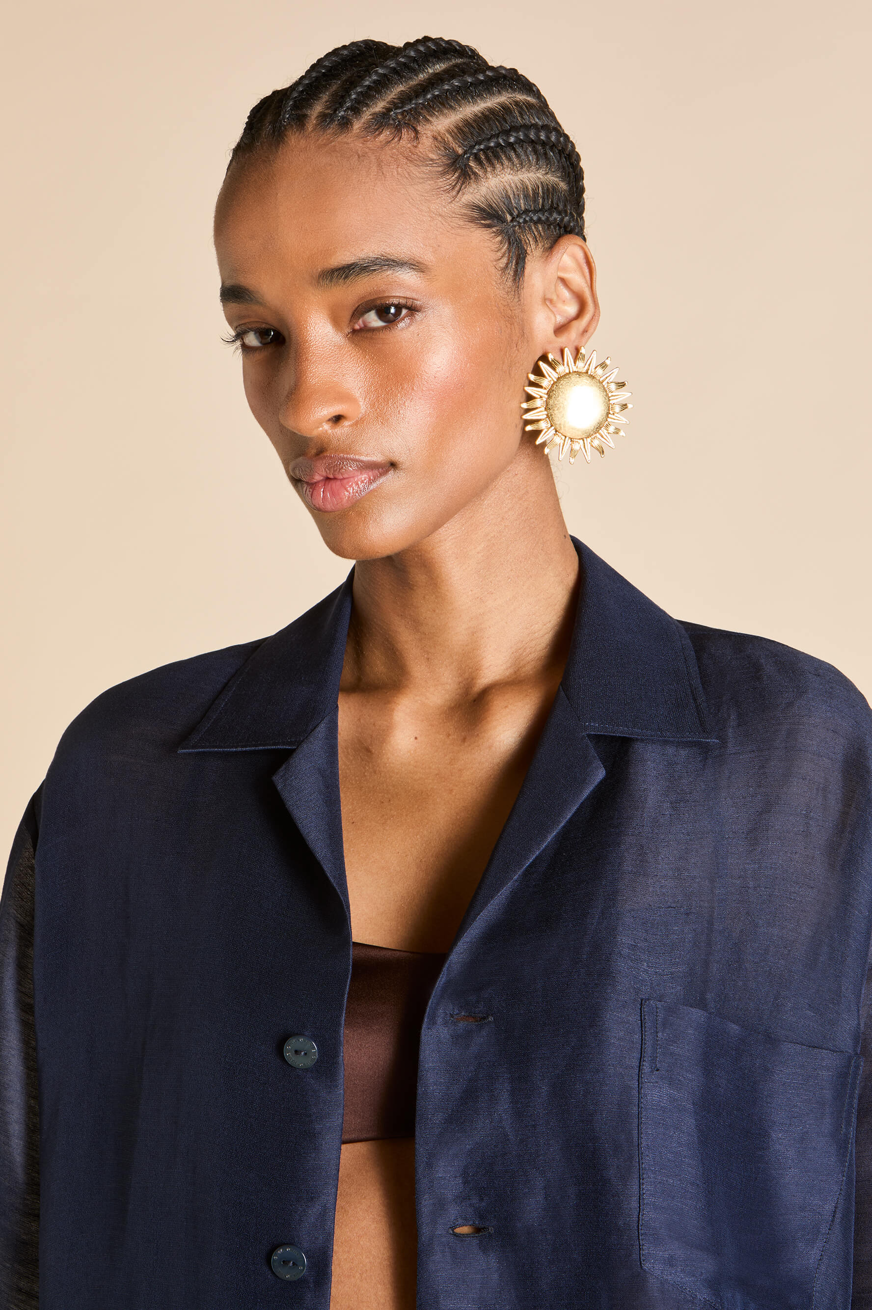 Casablanca Navy Pyjamas in Linen-Silk