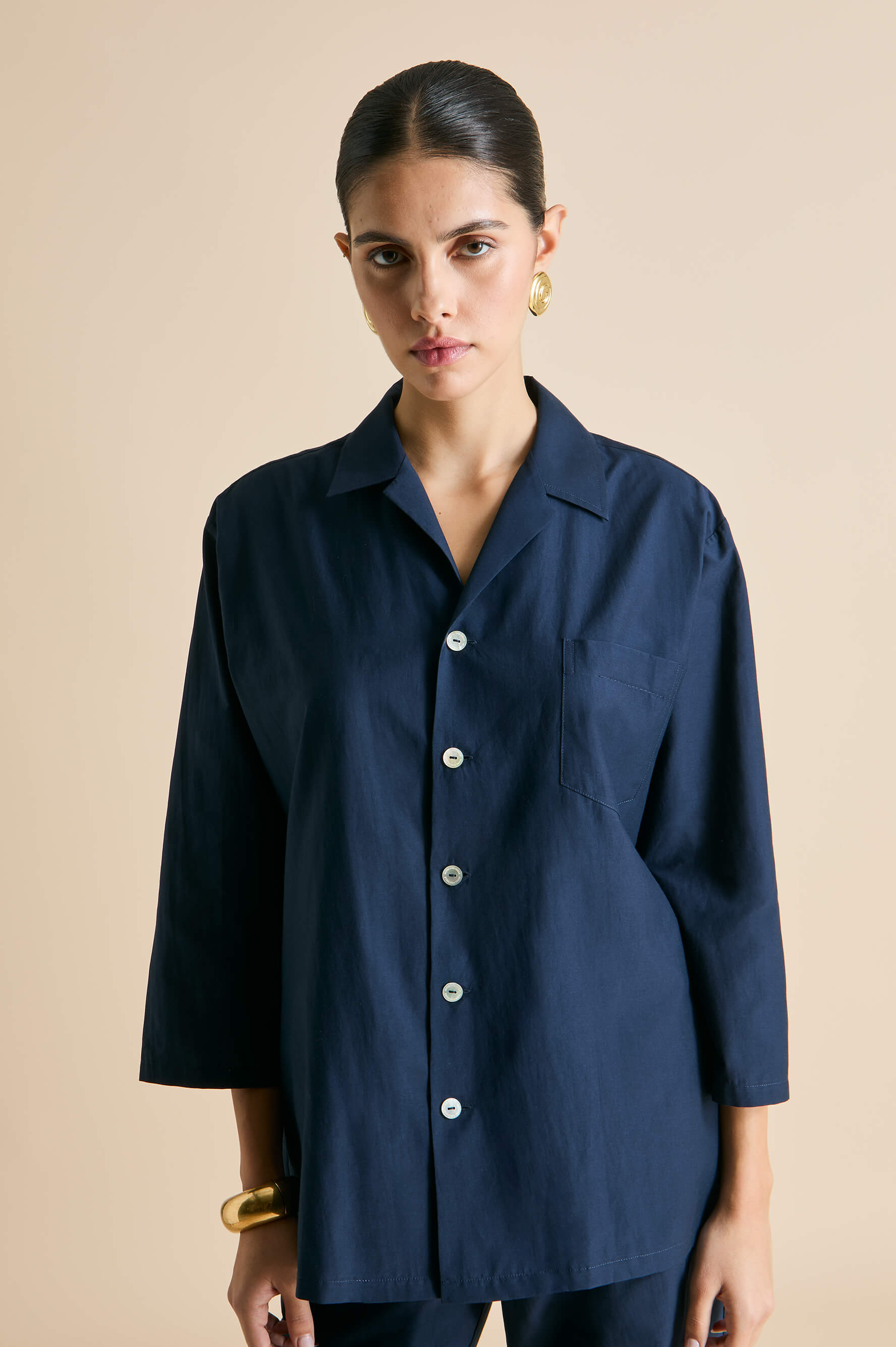 Casablanca Navy Pyjamas in Cotton-Silk