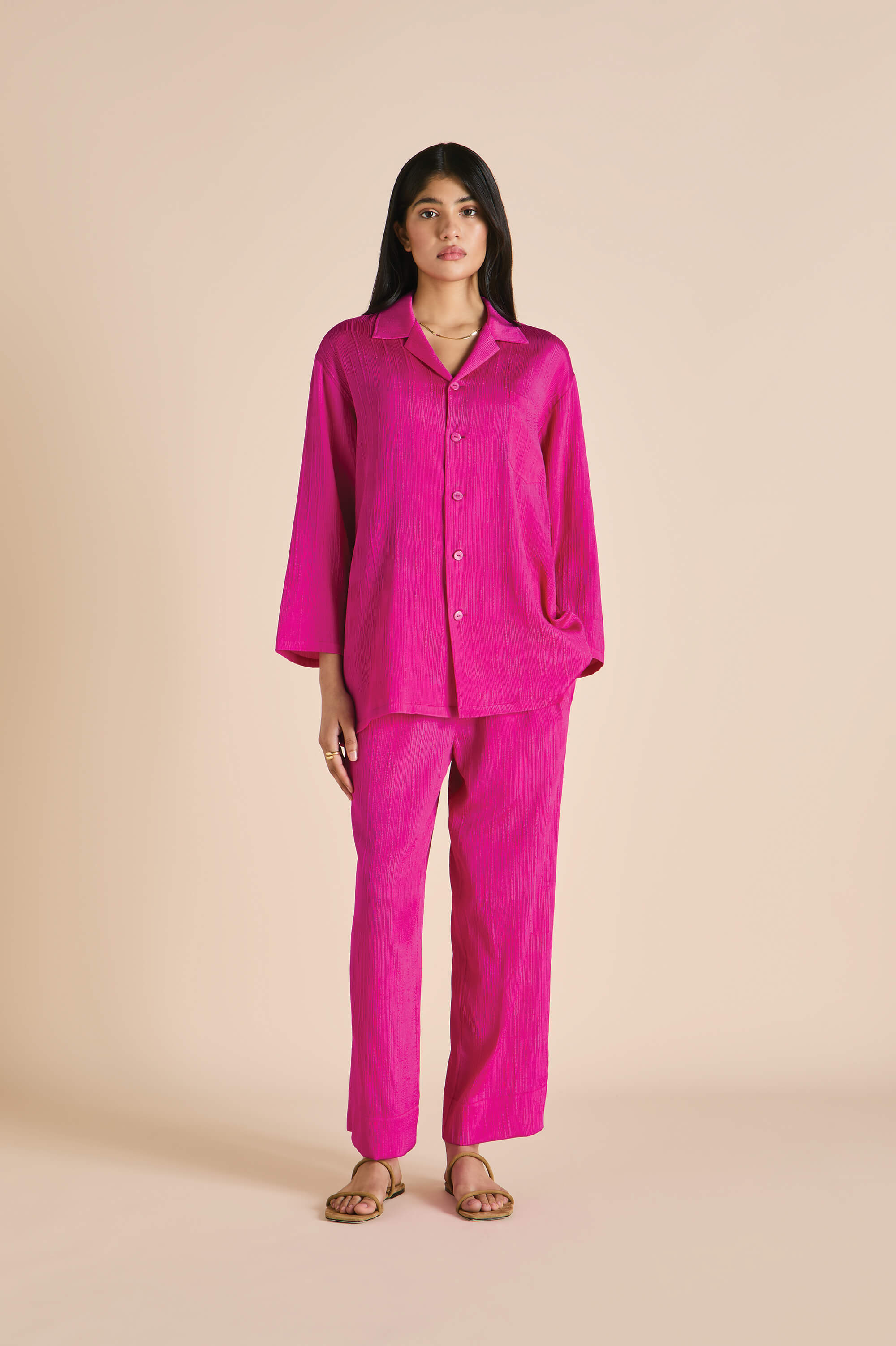 Casablanca Paloma Pink Pyjamas in Silk Satin