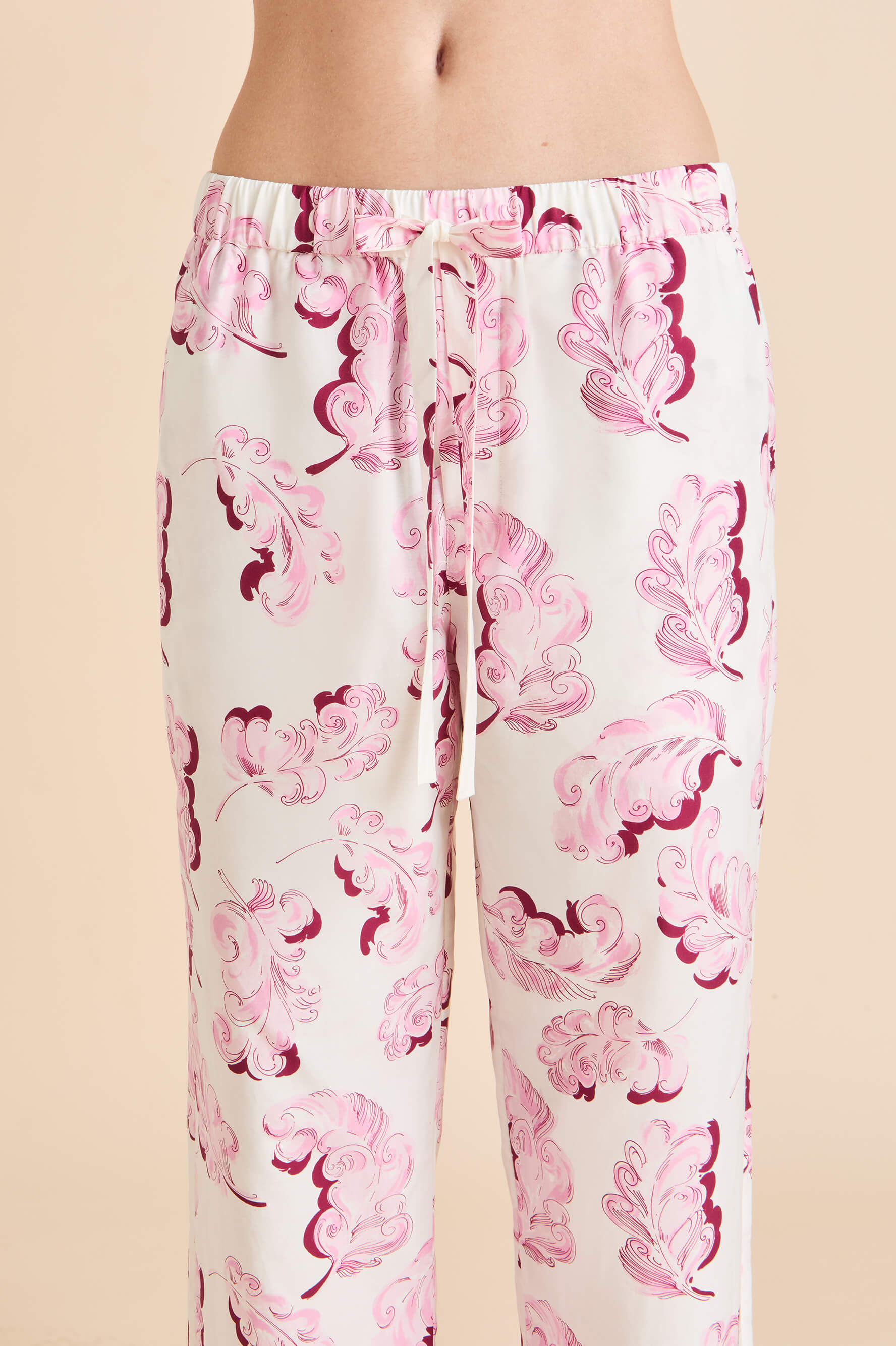 Casablanca Plume Pink Feather Pyjamas in Cotton-Silk