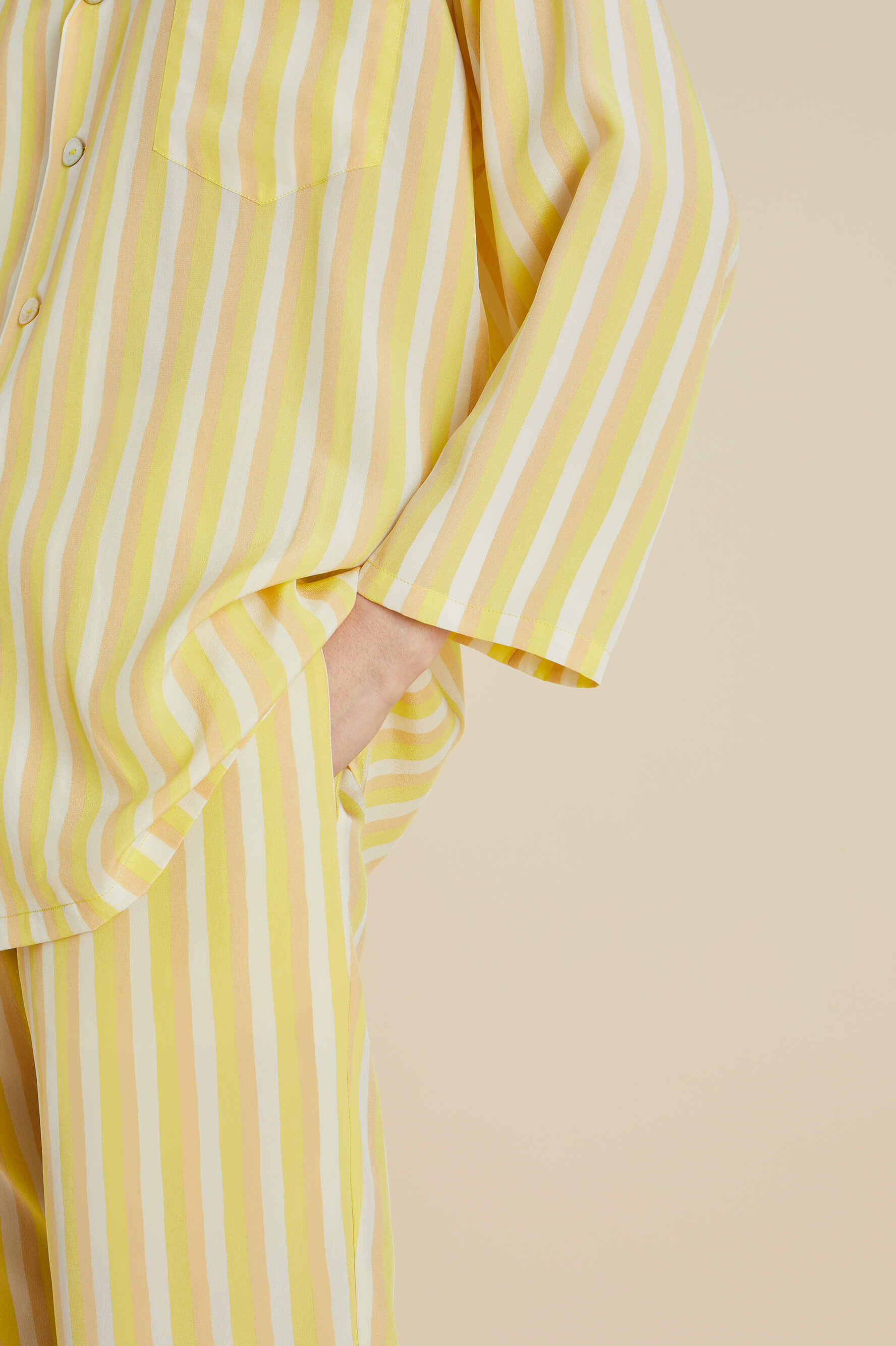 Casablanca Polaris Yellow Stripe Silk Crêpe de Chine Pyjamas