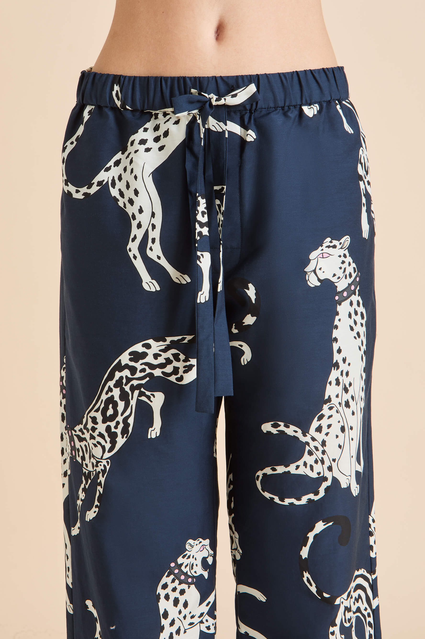 Casablanca Ziegfeld Blue Leopard Pajamas in Cotton-Silk | Olivia