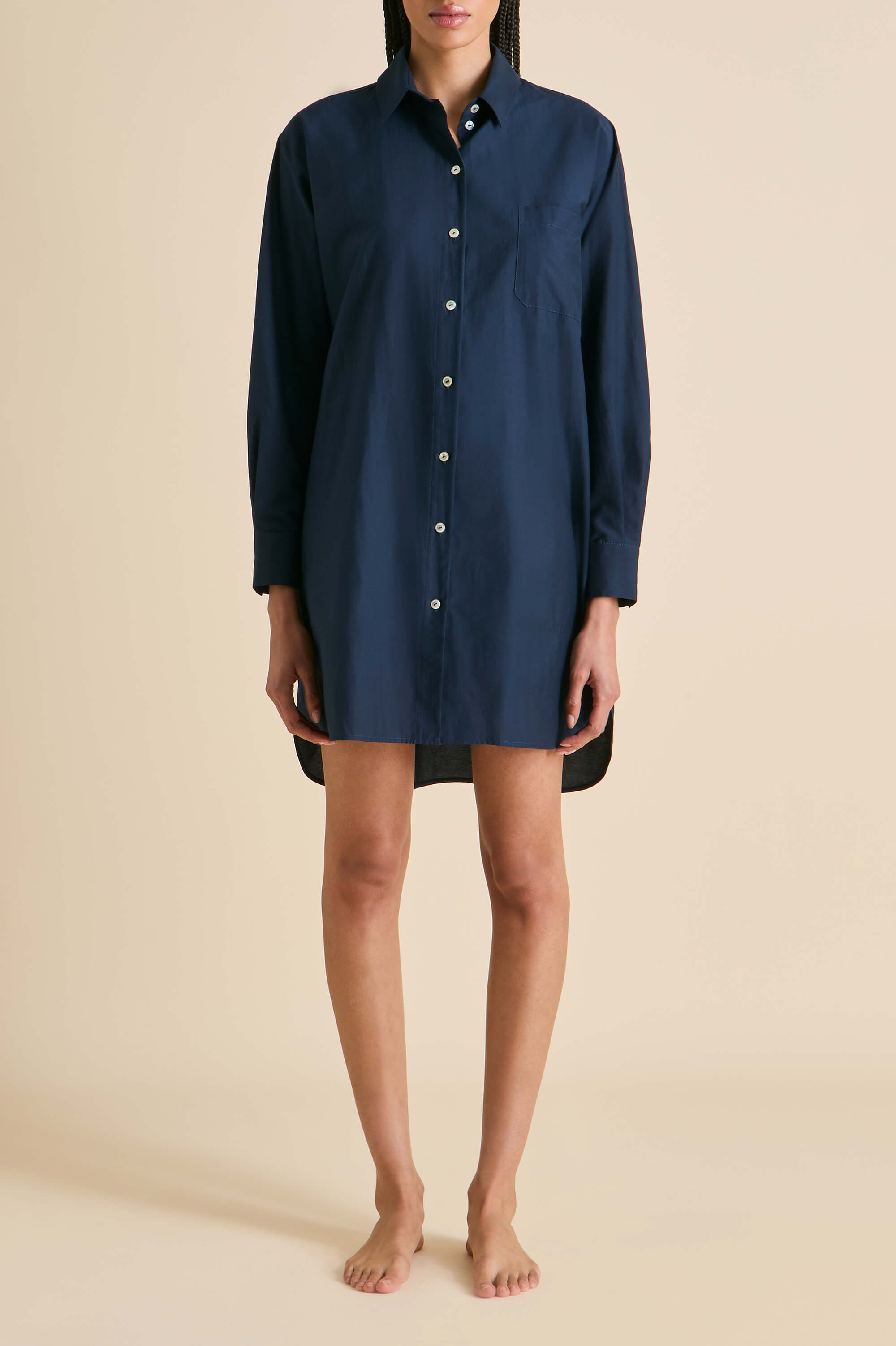 celeste navy nightshirt in cotton-silk 