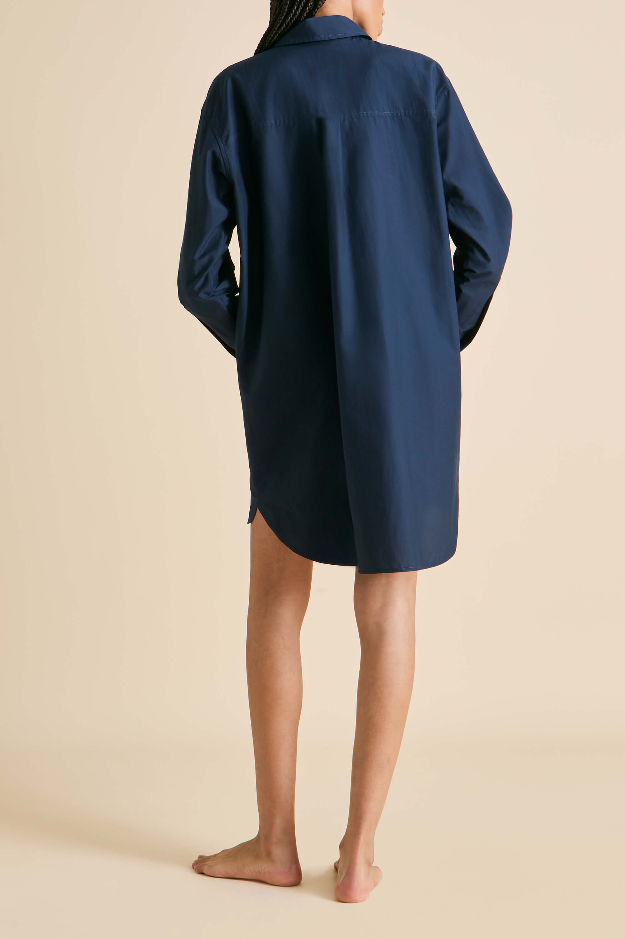 Celeste Navy Nightshirt in Cotton-Silk