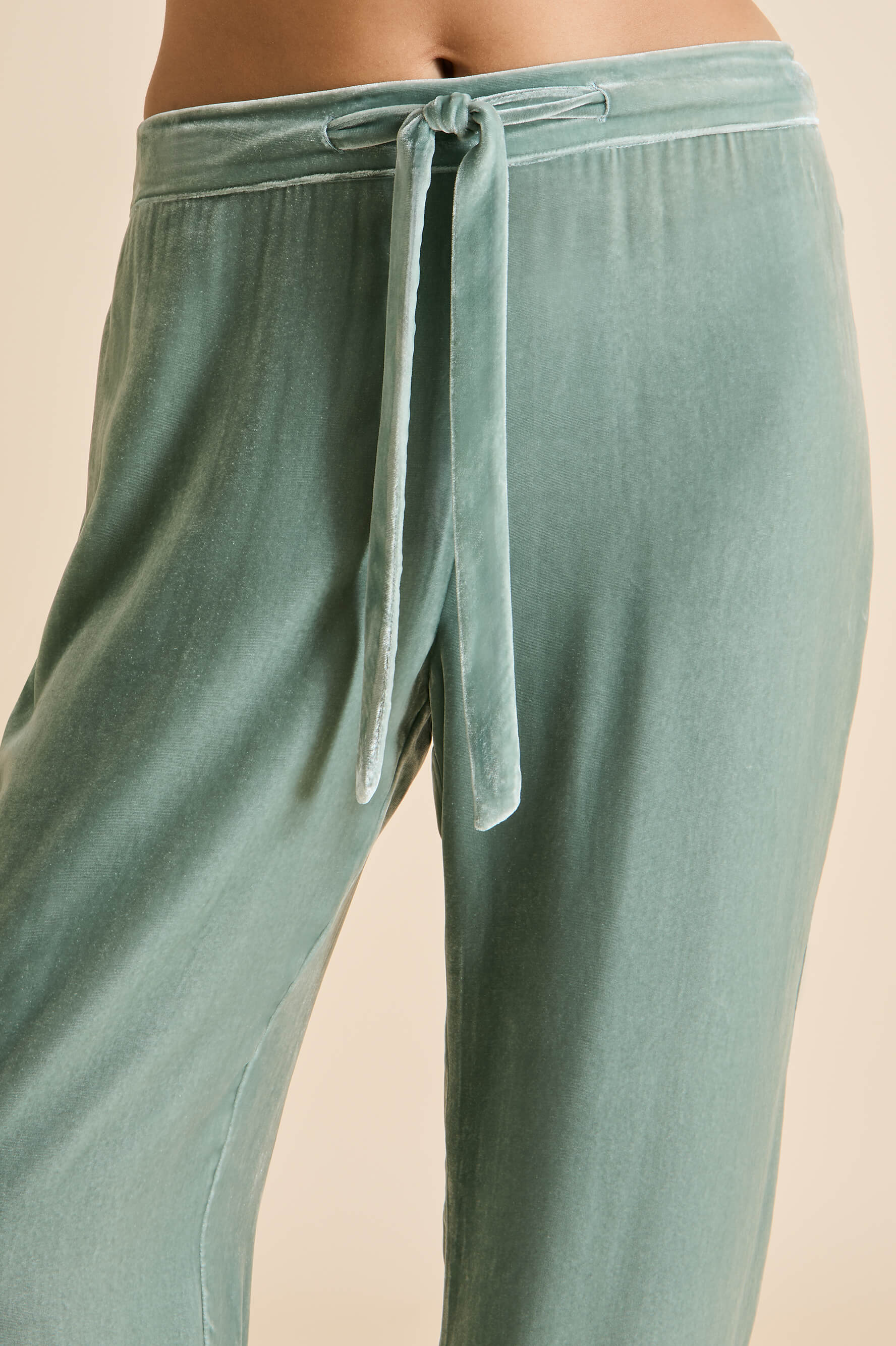 Coco Ash Green Pyjamas in Silk Velvet